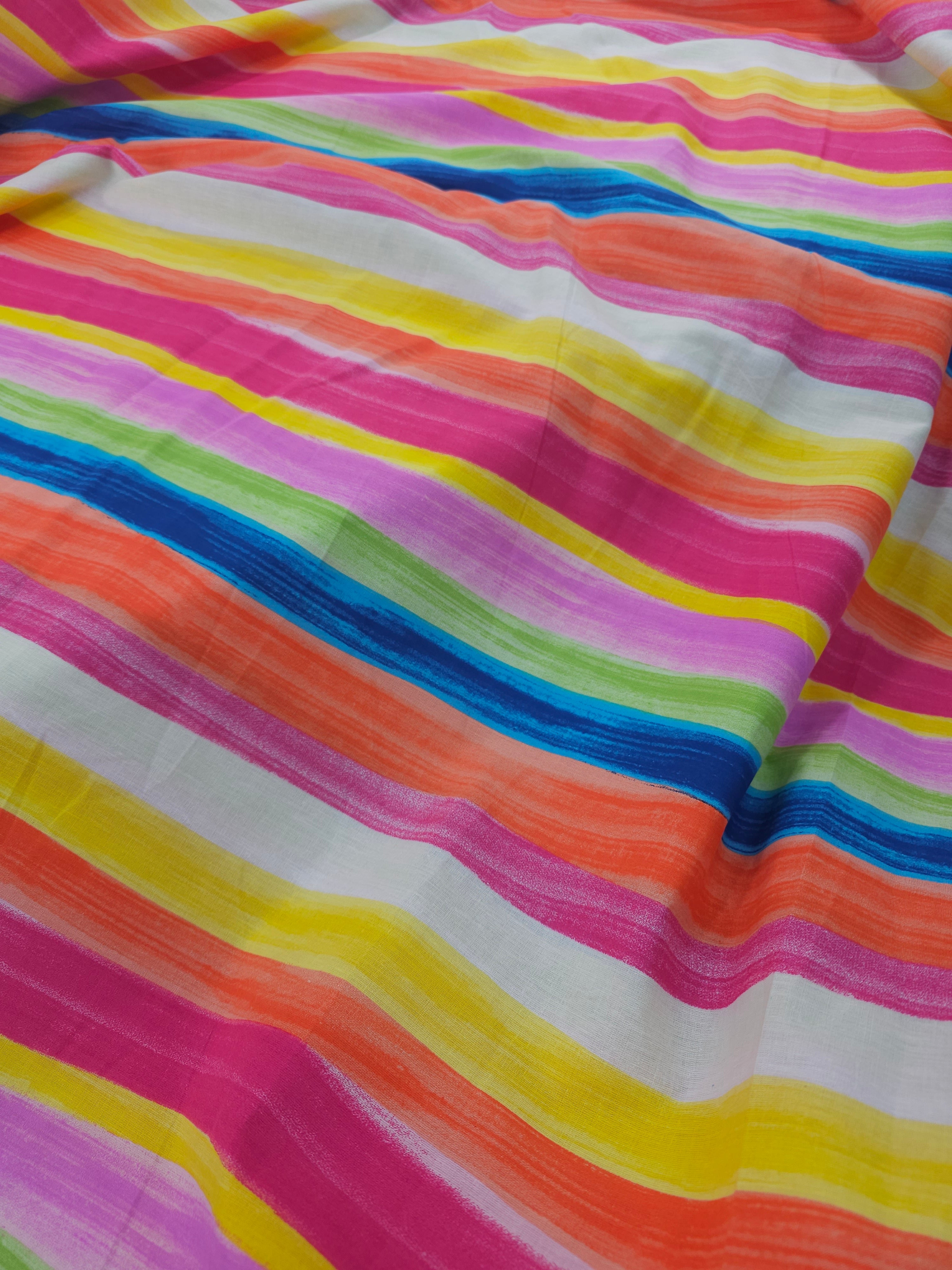 Rainbow Streamer Stripe 100% Cotton 104” - Dunelm *EXTRA WIDE*