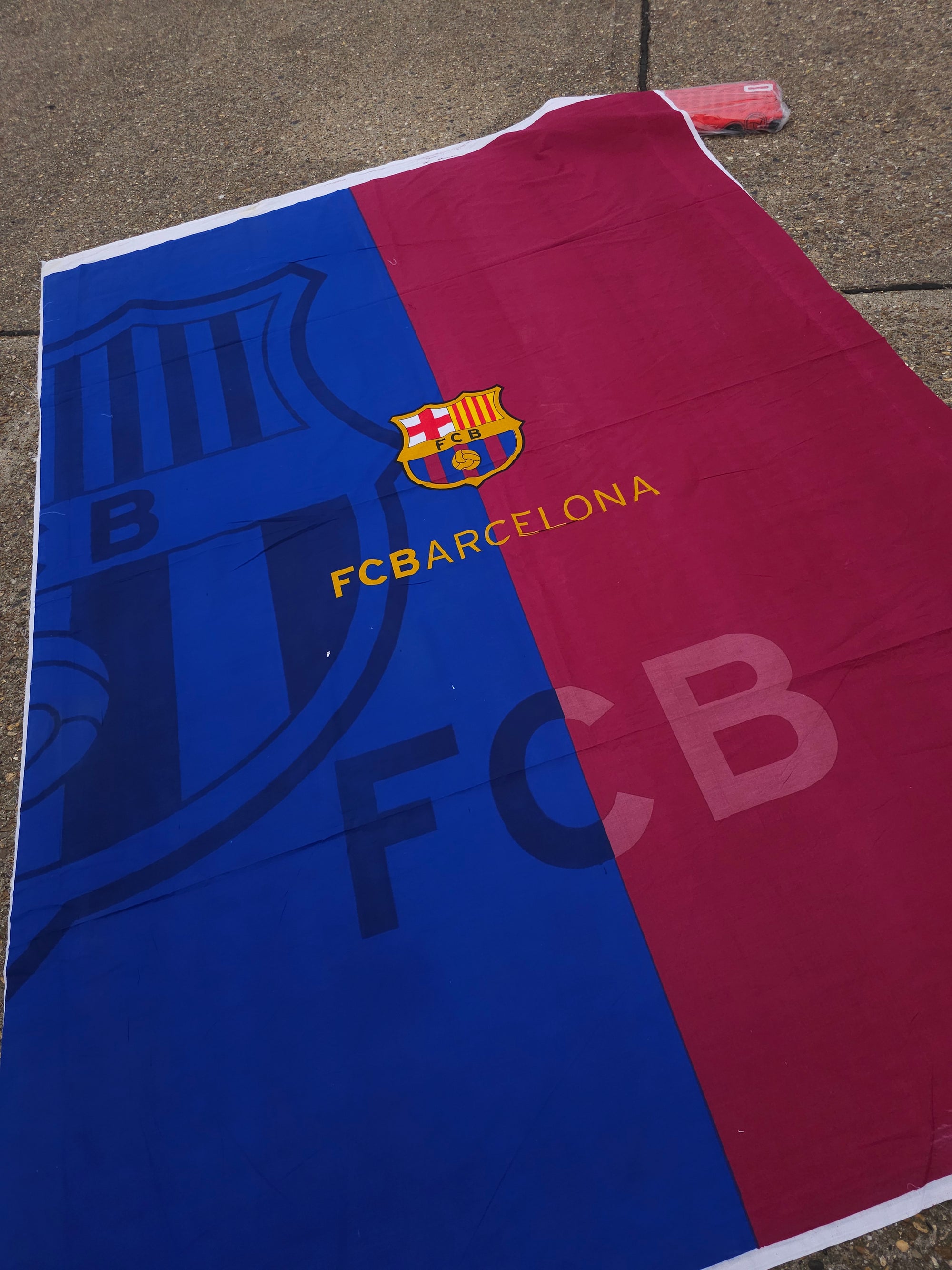 FC Barcelona Emblem 100% Cotton Football Fabric - 1.90m Panel *EXTRA WIDE*