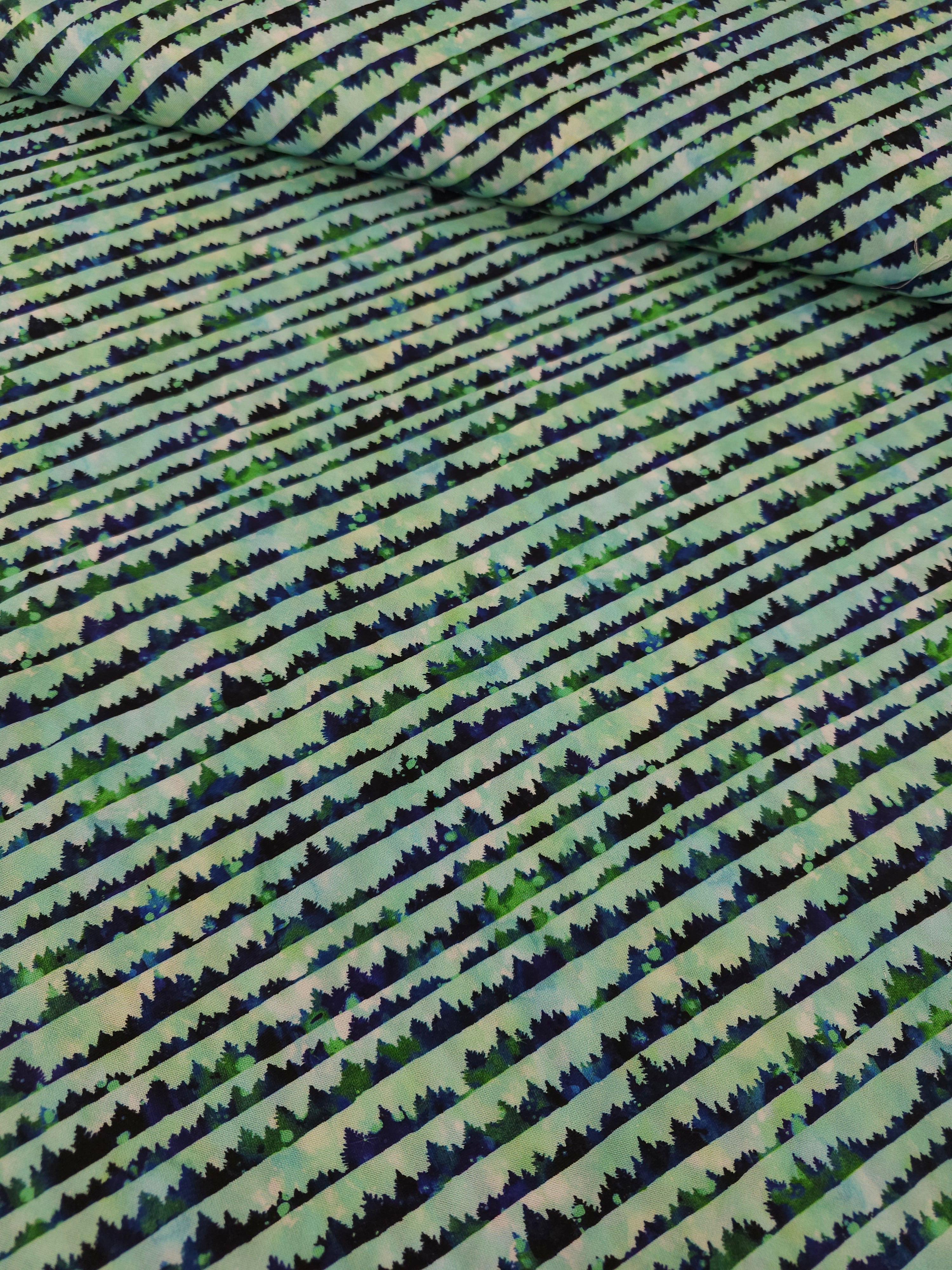 Green Tree Forest Stripe 100% Cotton