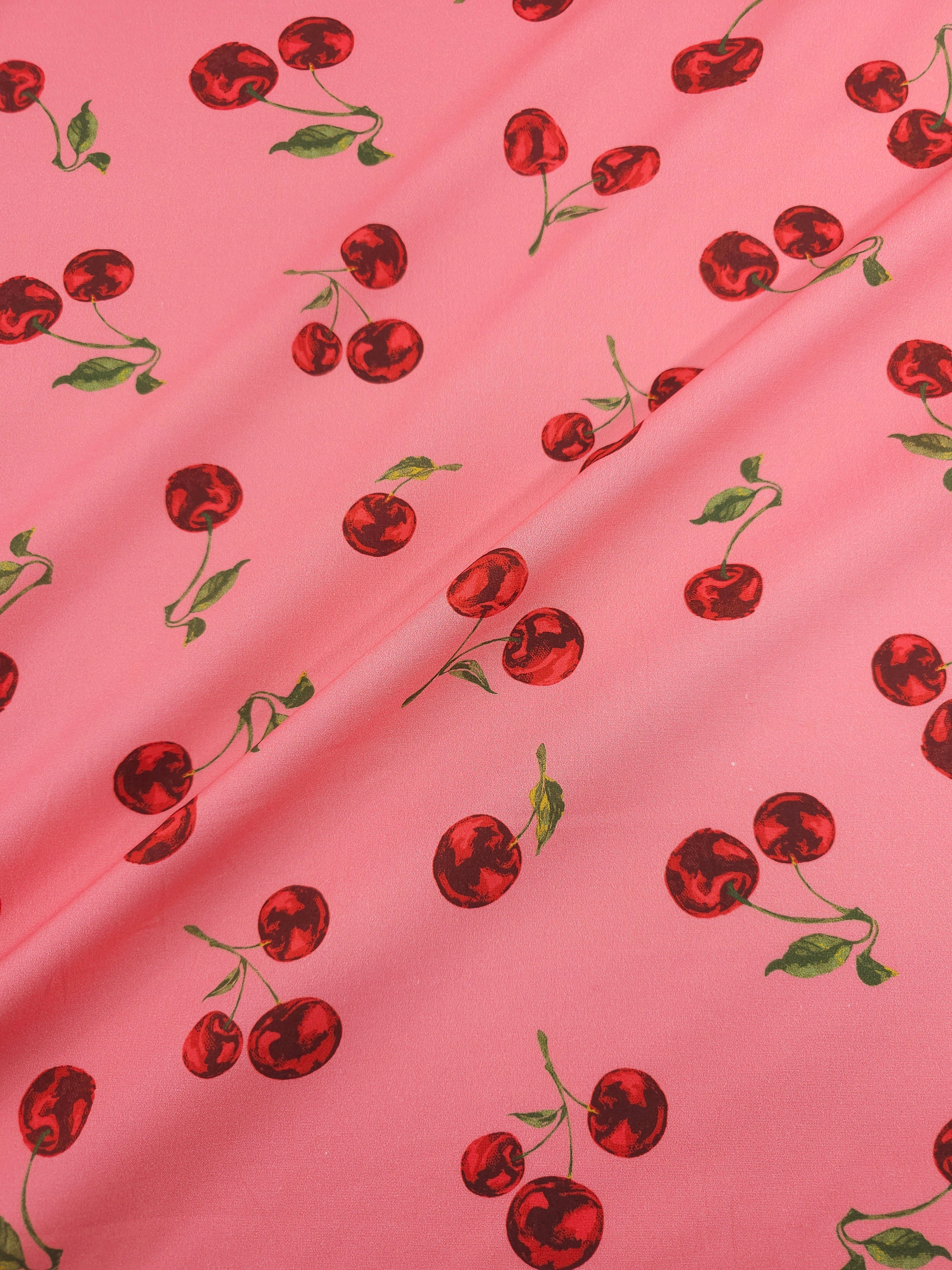Pinky Coral Cherries Cotton Viscose