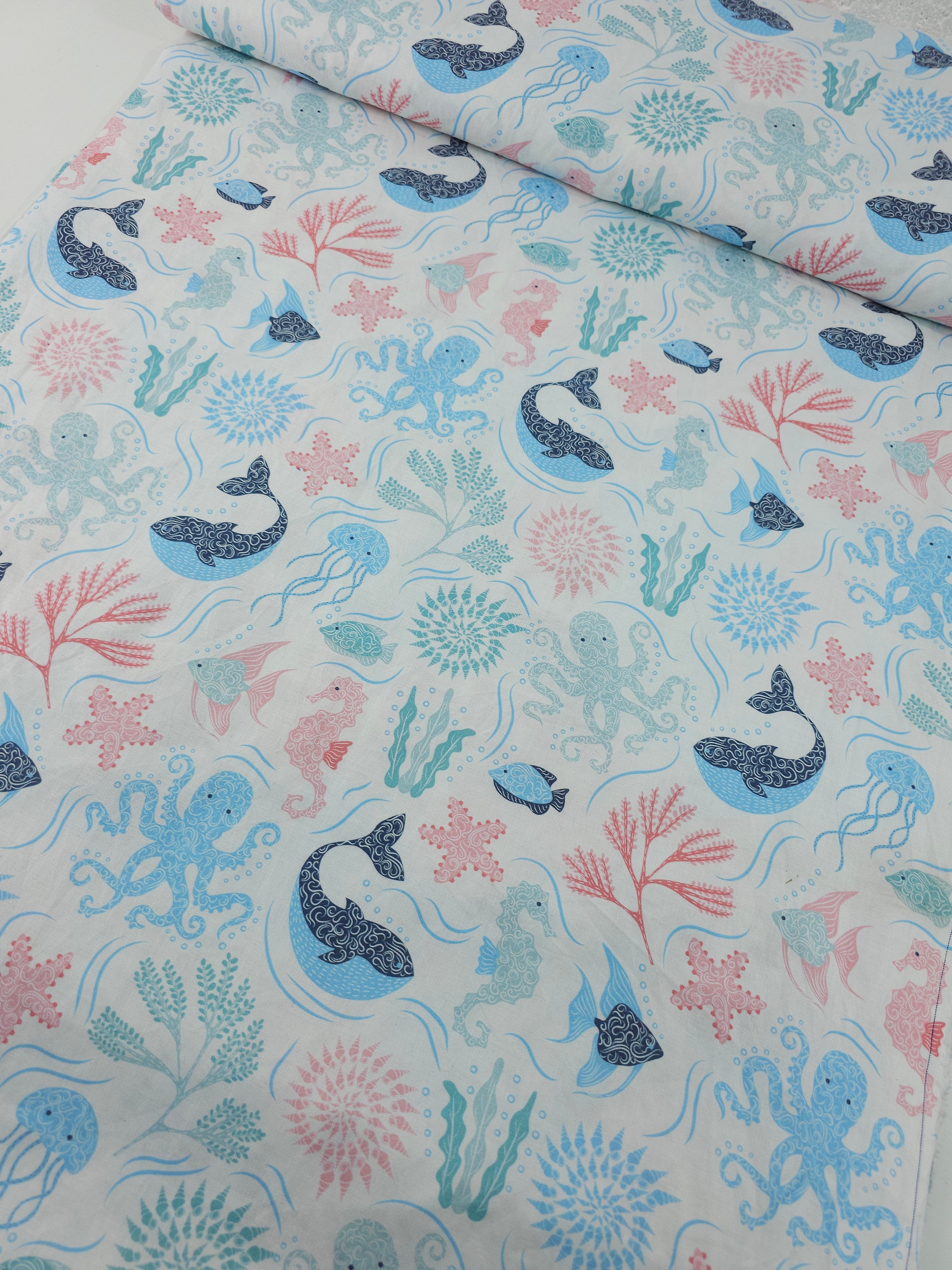 Pastel Sea Life 100% Cotton