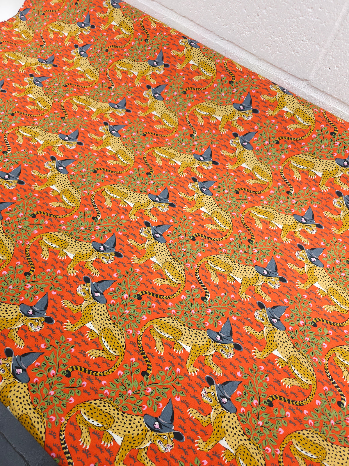 Orange Witchy Leopard Cotton Poplin