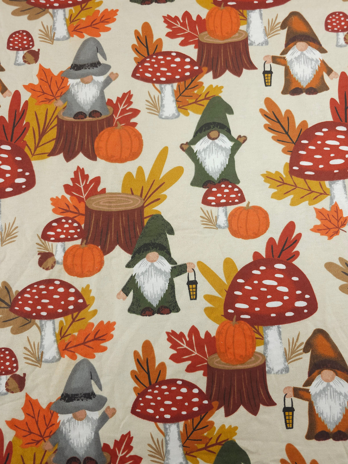 Autumn Pumpkin Gnomes Lightweight Flannel Cotton