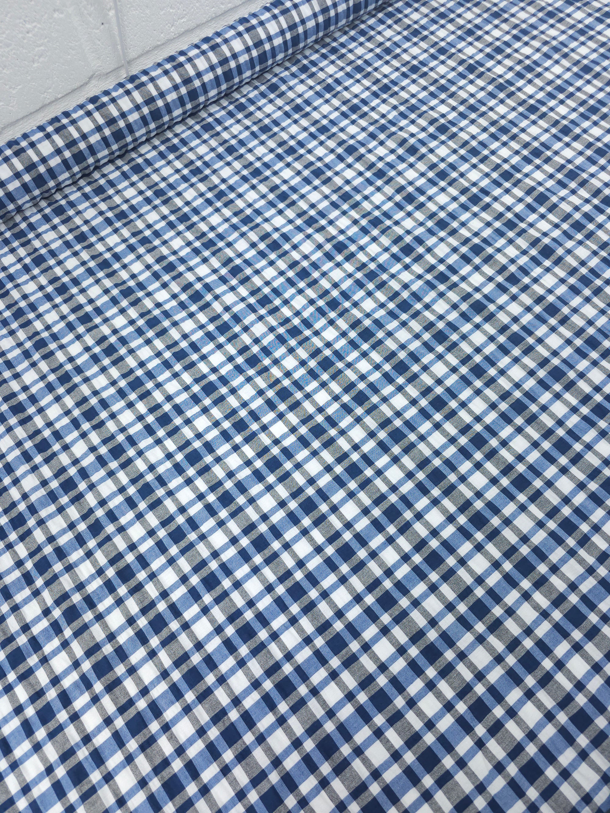 Hale Blue/Grey Gingham Check Cotton Poly