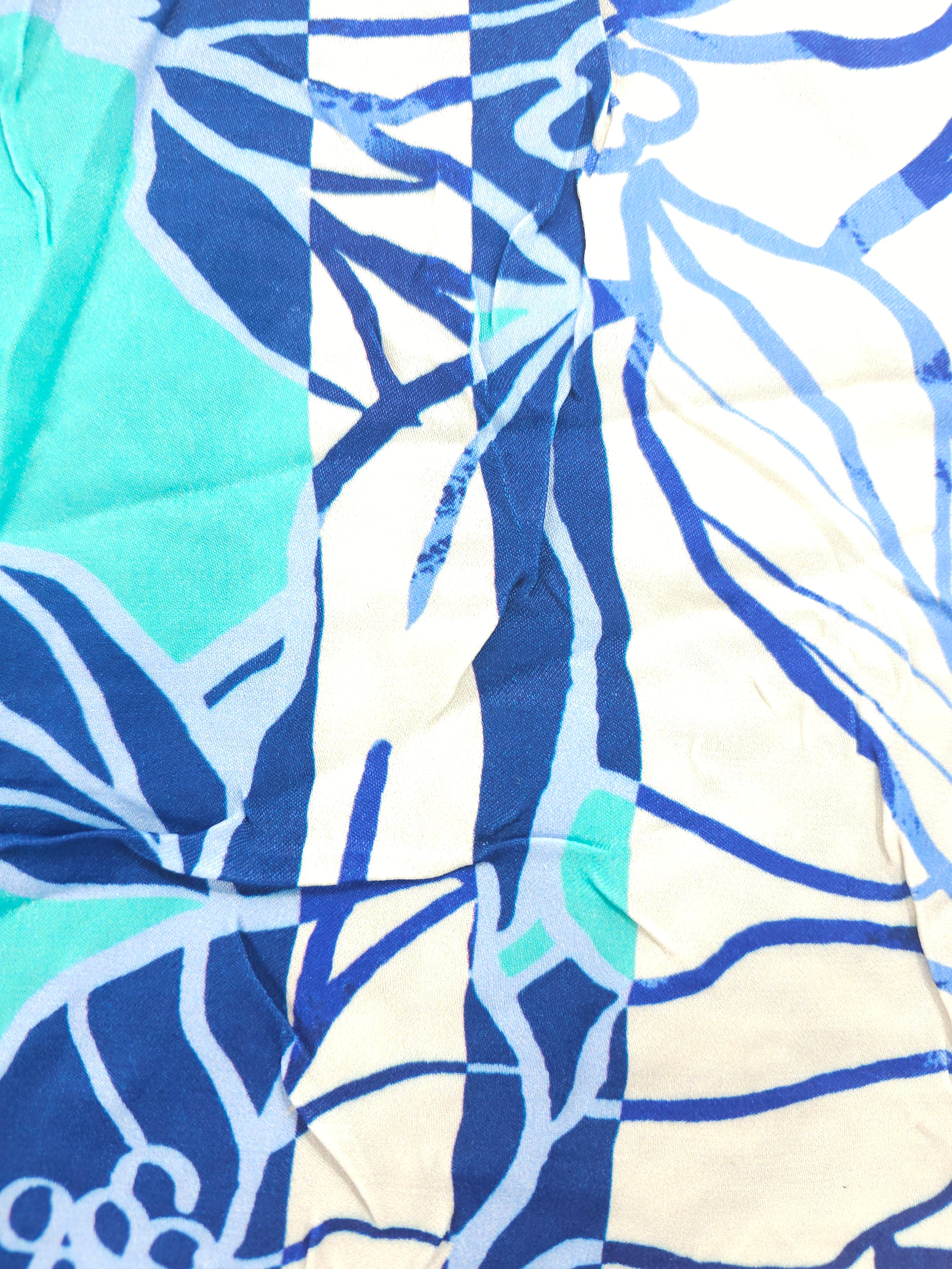Blue floral Viscose sateen- 2m piece