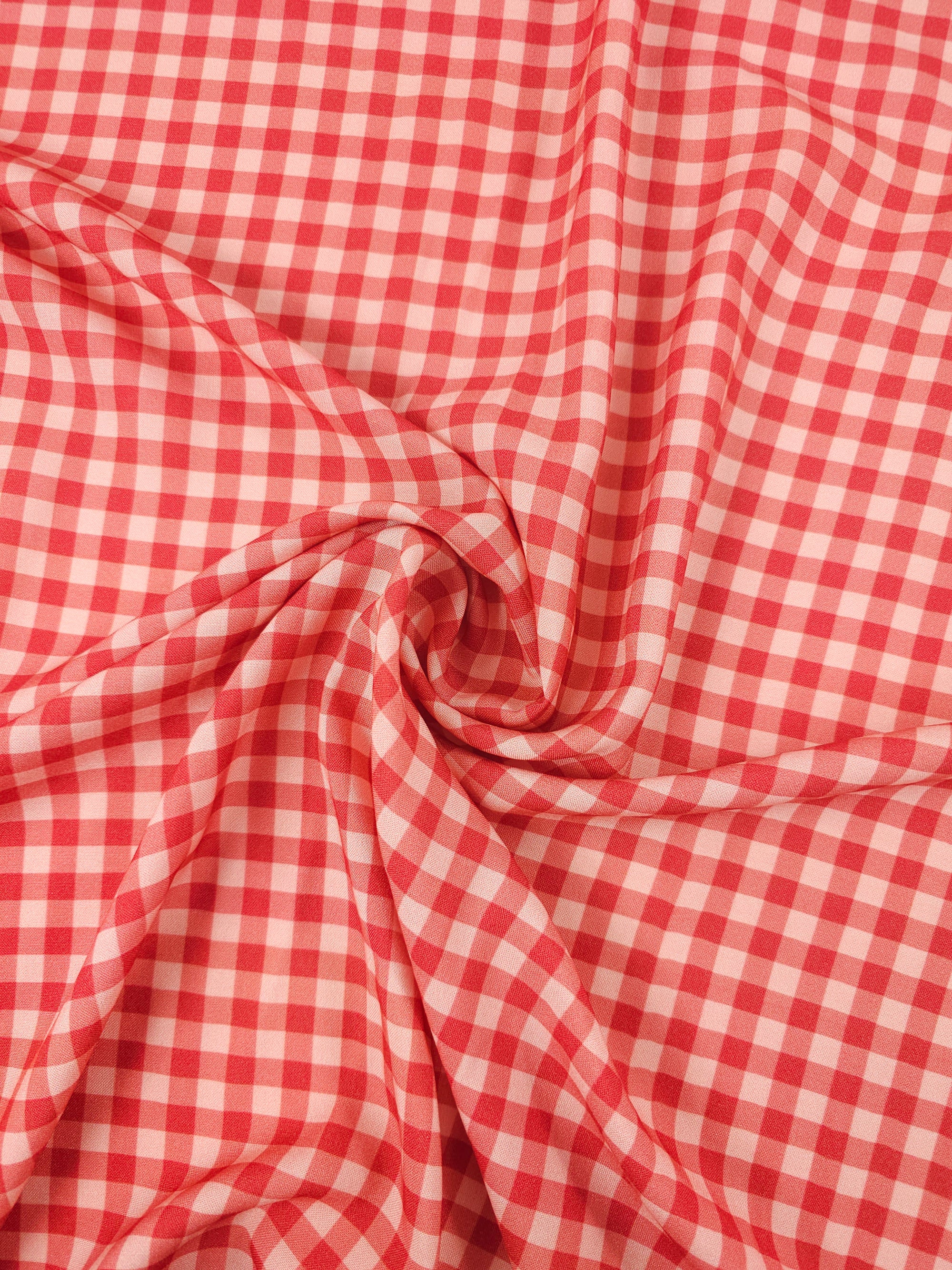 Red Duo Tone Gingham Viscose