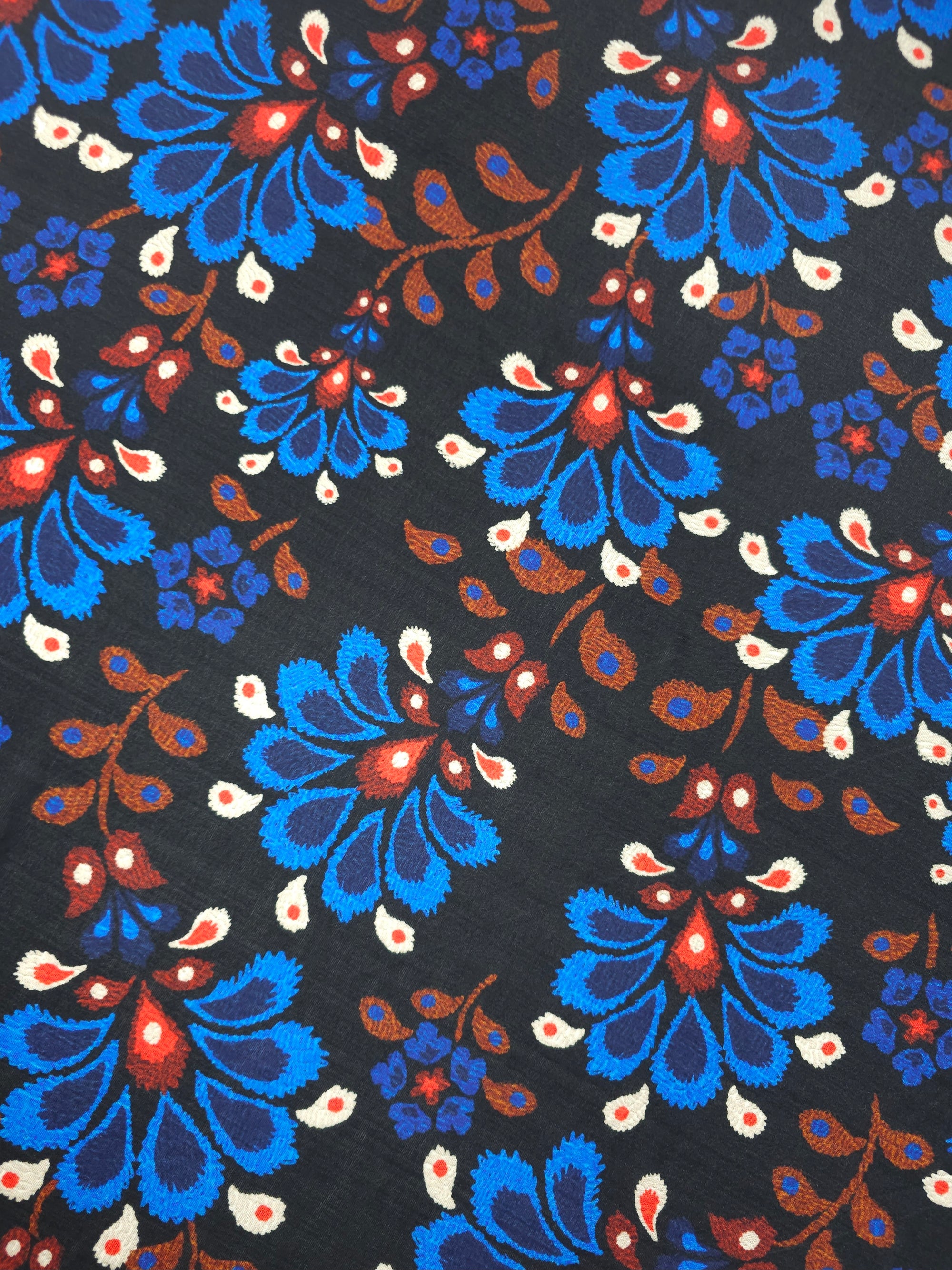 Blue/Red Petal Floral Slinky Rayon Jersey *FARM RIO*