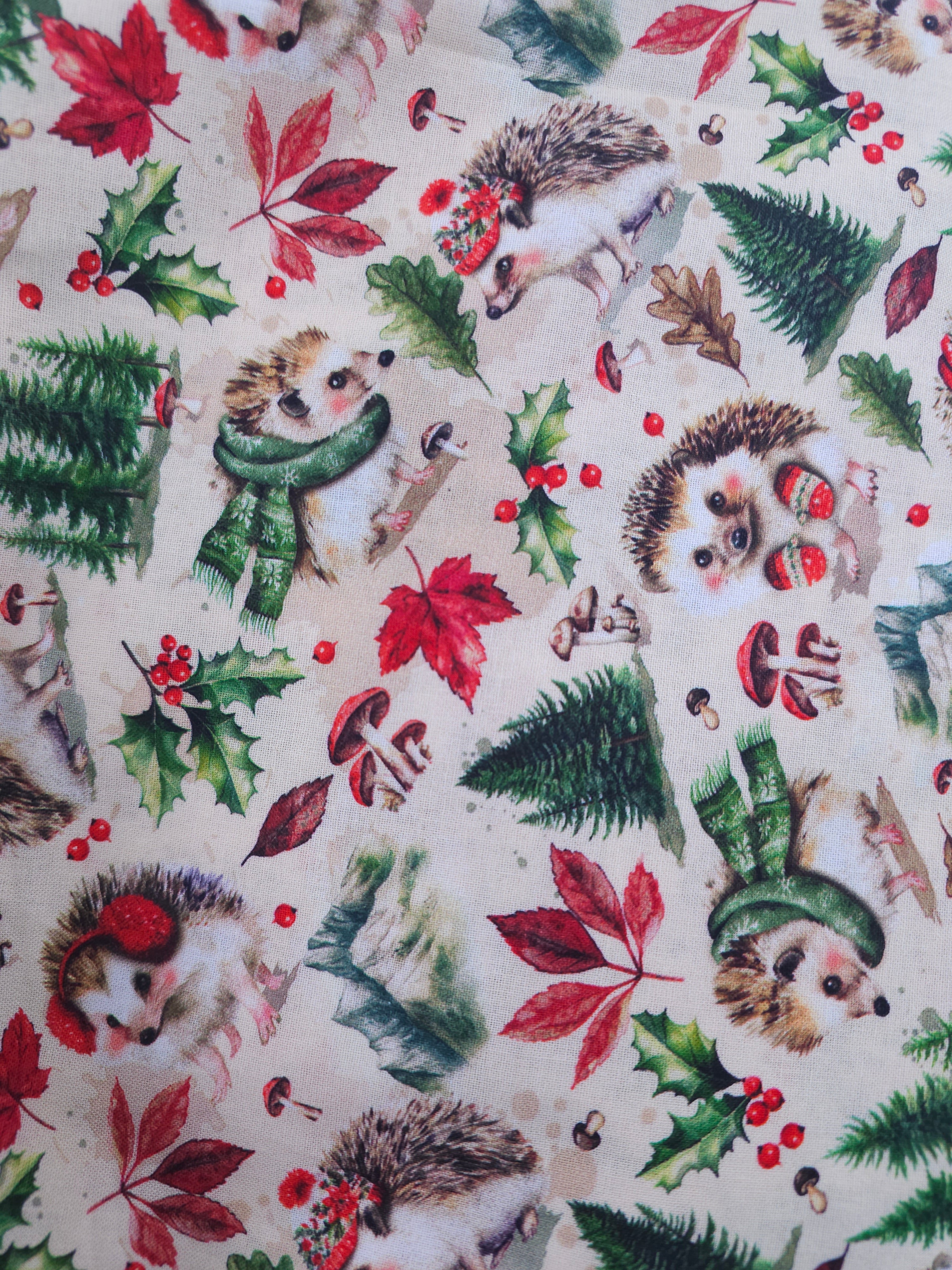 Christmas hedgehog Cotton- 1.7m piece