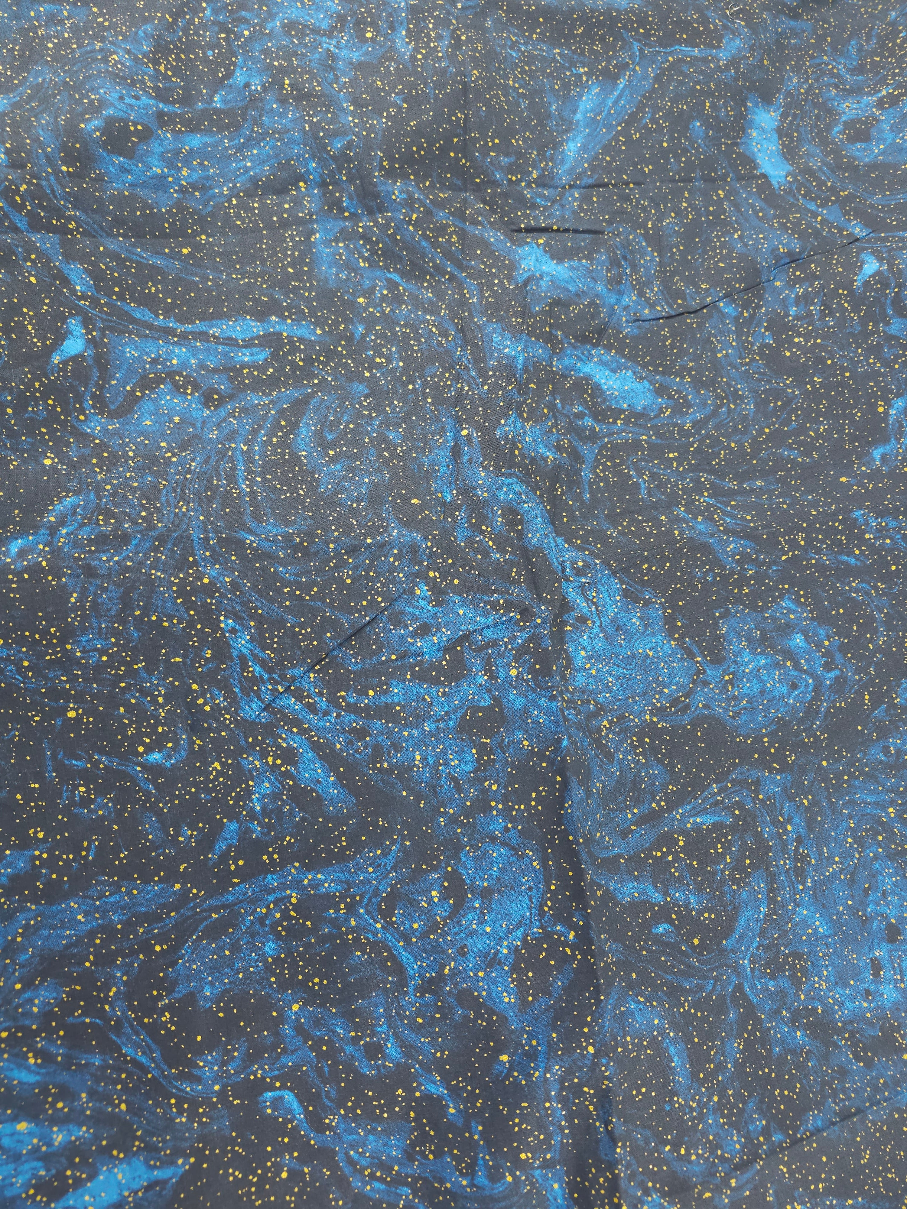 Midnight blue golden skies Cotton- 2.5m piece