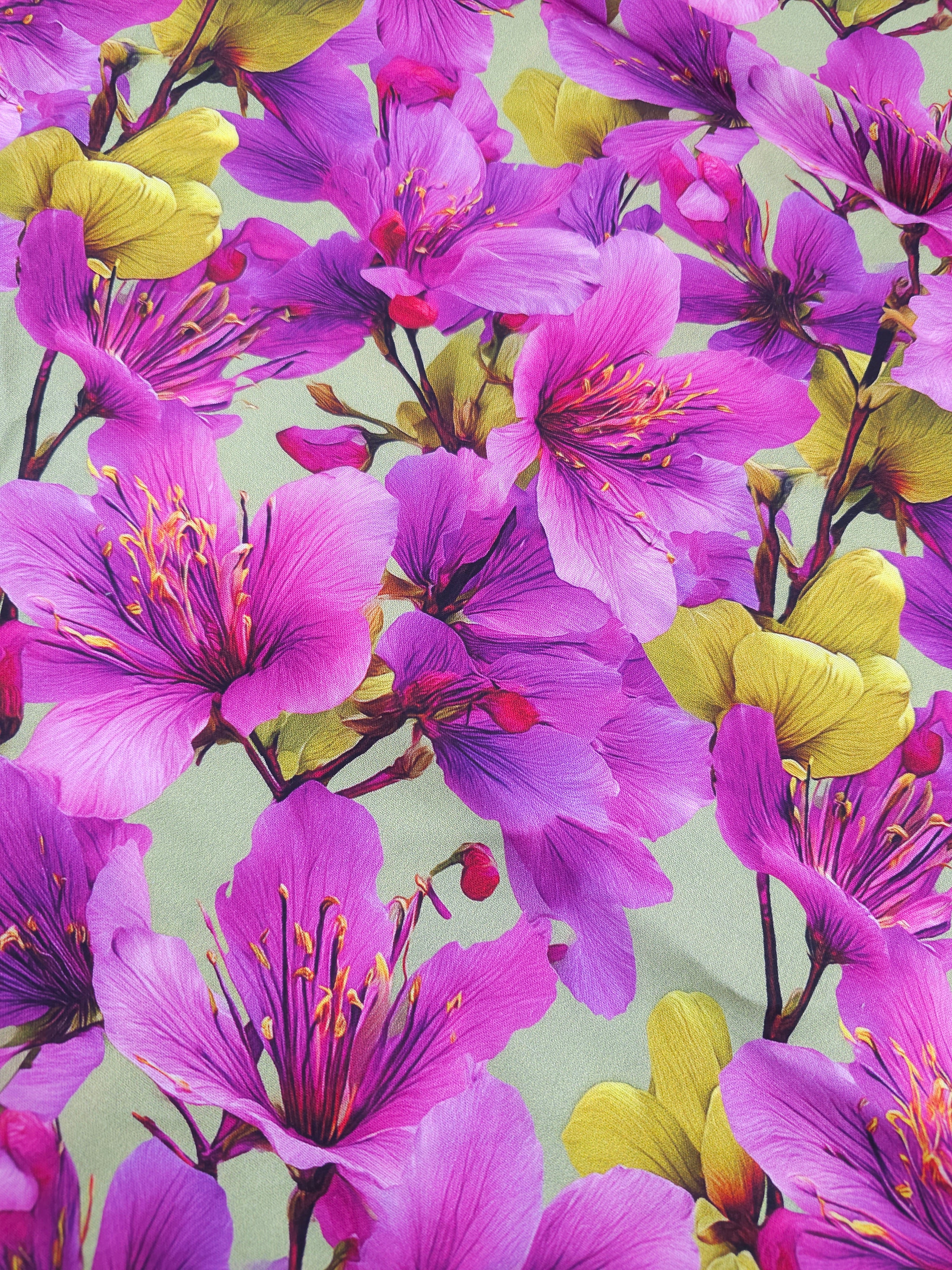 Magenta floral Cotton- 1.7m piece