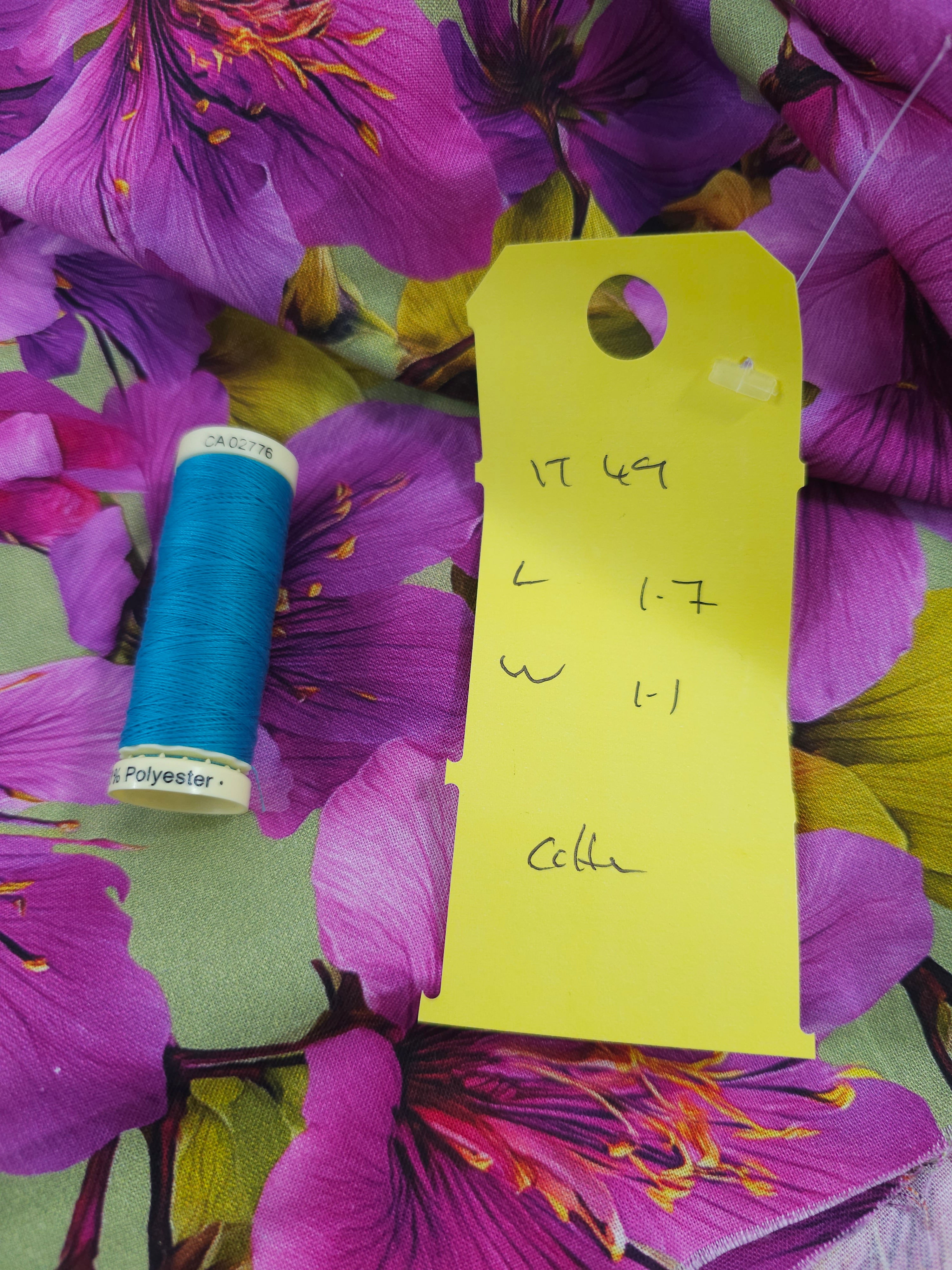 Magenta floral Cotton- 1.7m piece