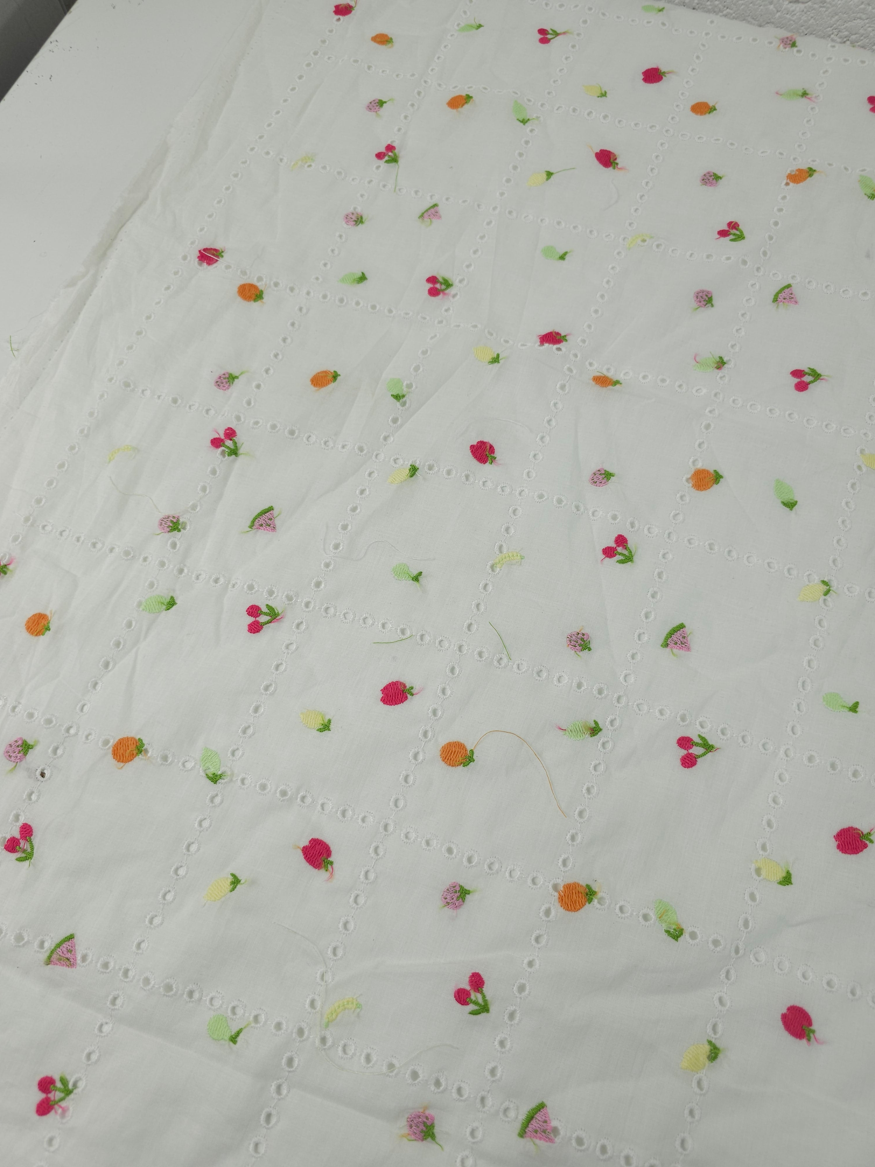 Summer Fruit Cambric Cotton Broderie Anglaise