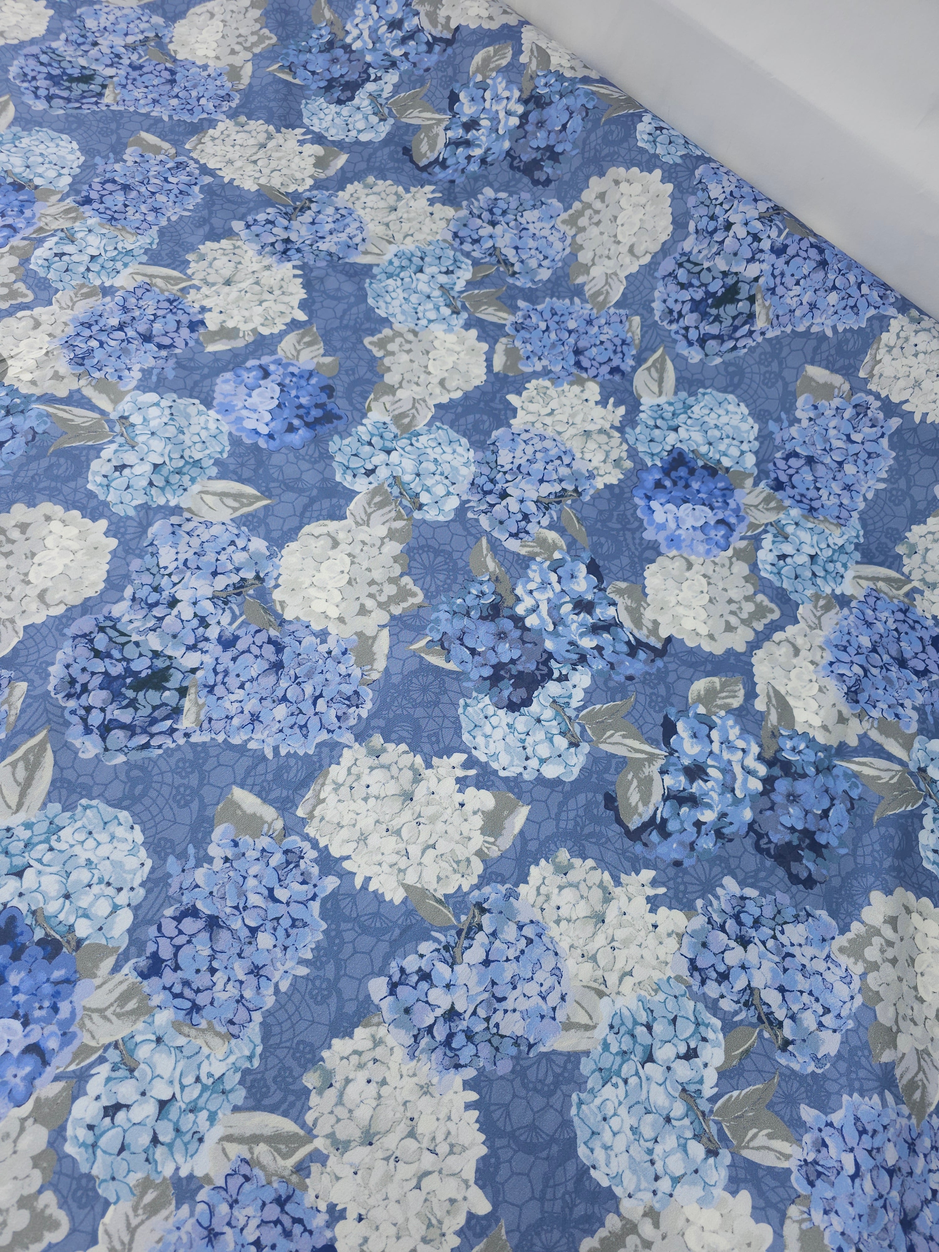 Powder Blue Hydrangea Cotton Sateen