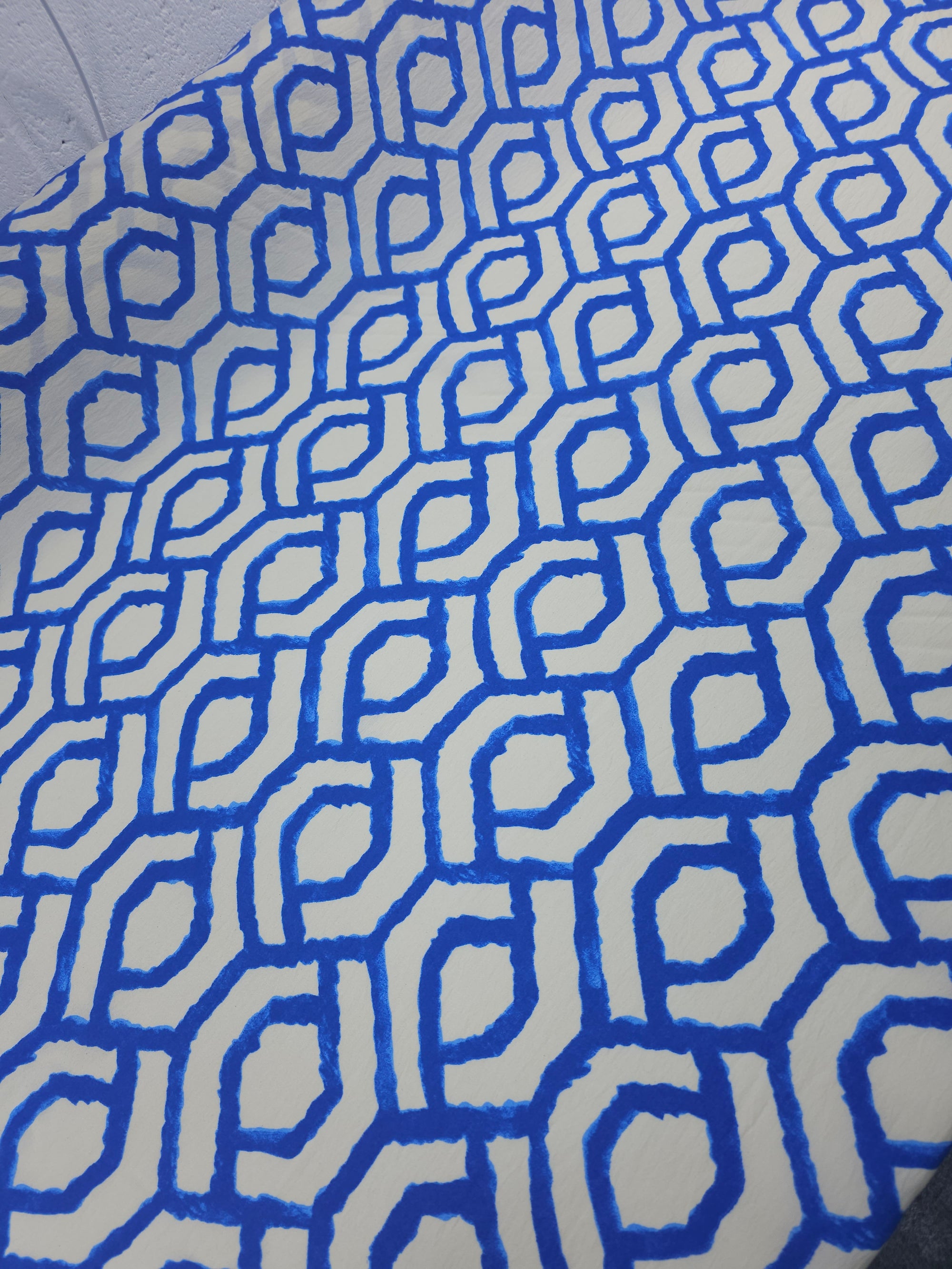 Blue/Ivory Geometric Links Viscose Modal