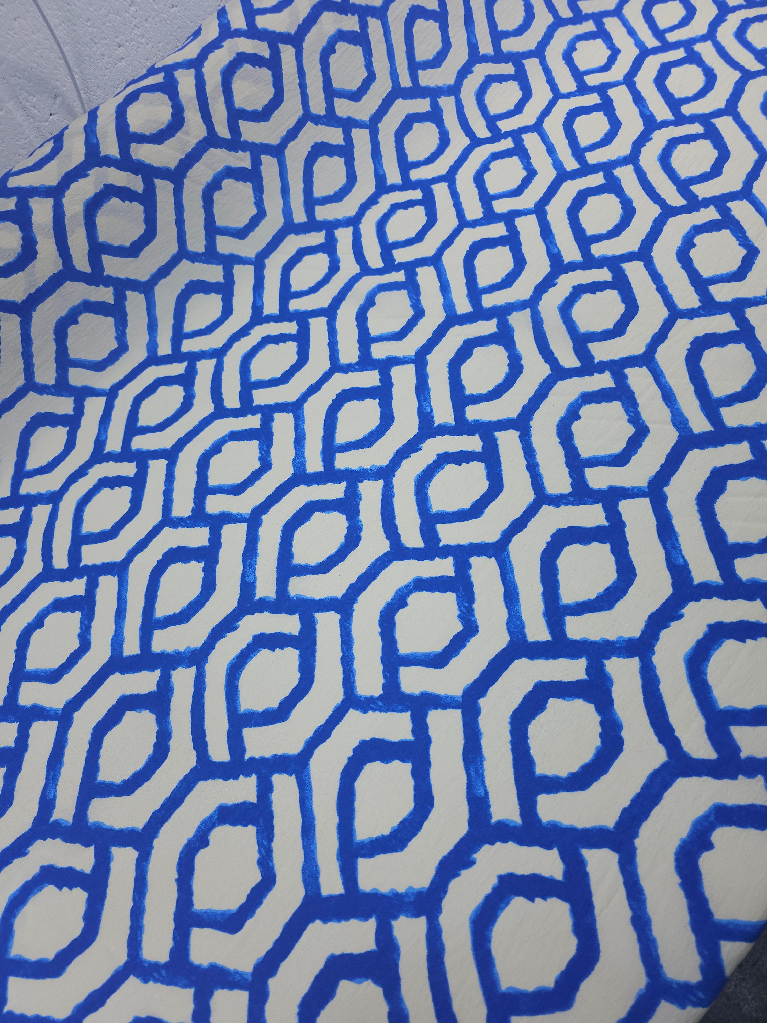 Blue/Ivory Geometric Links Viscose Modal
