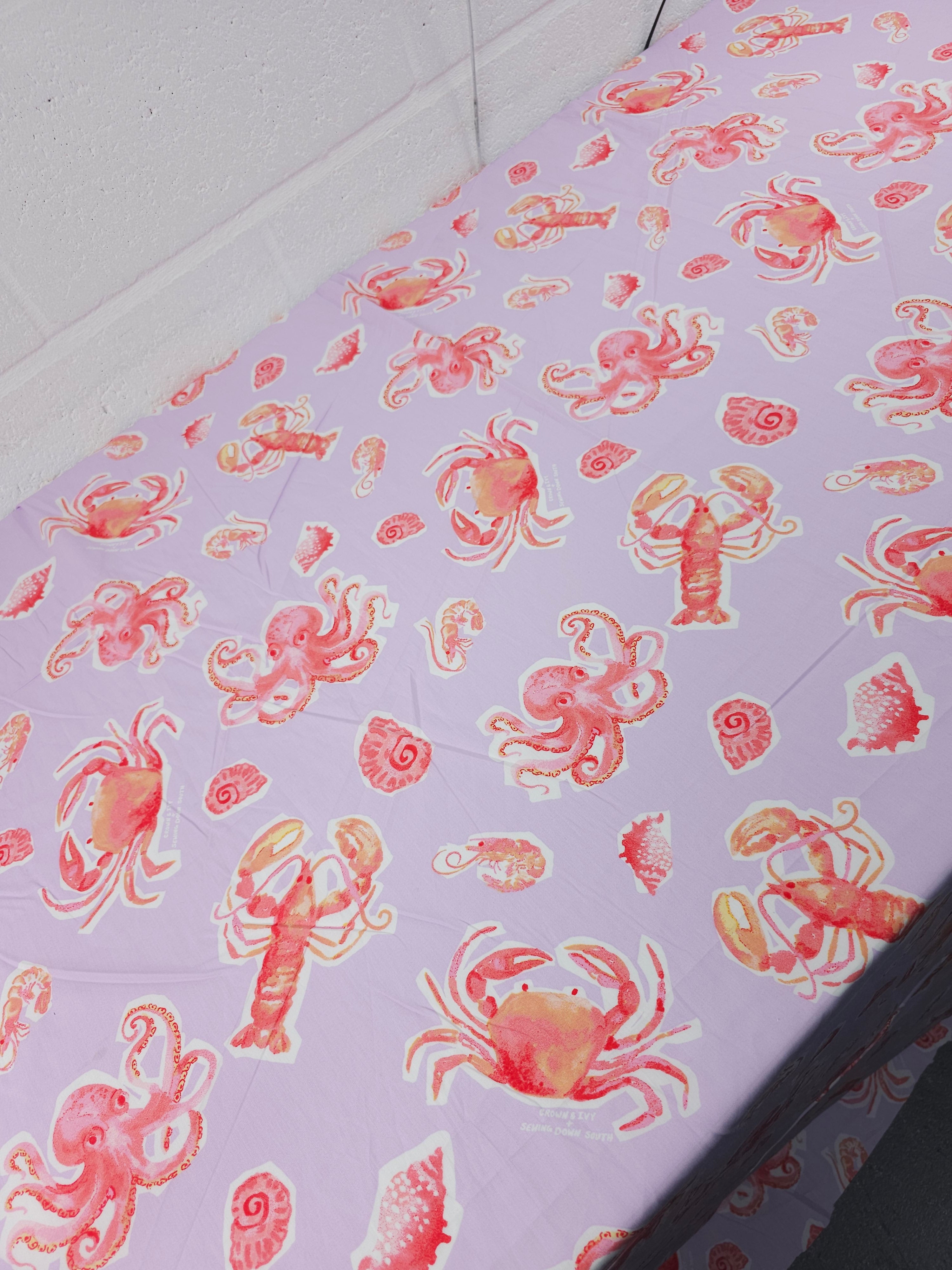 Lilac Crab Lobster Cotton Poplin - Crown & Ivy