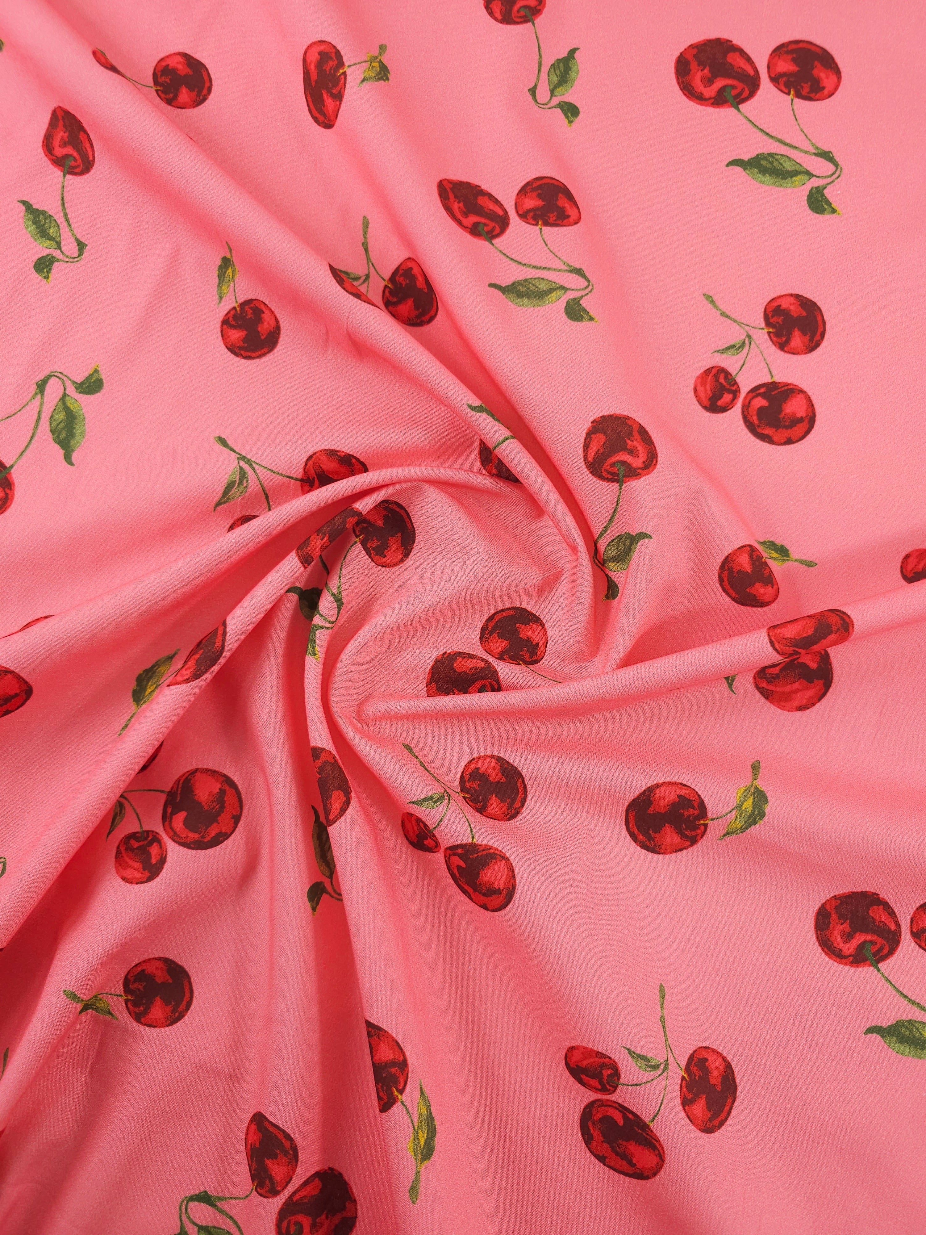 Pinky Coral Cherries Cotton Viscose