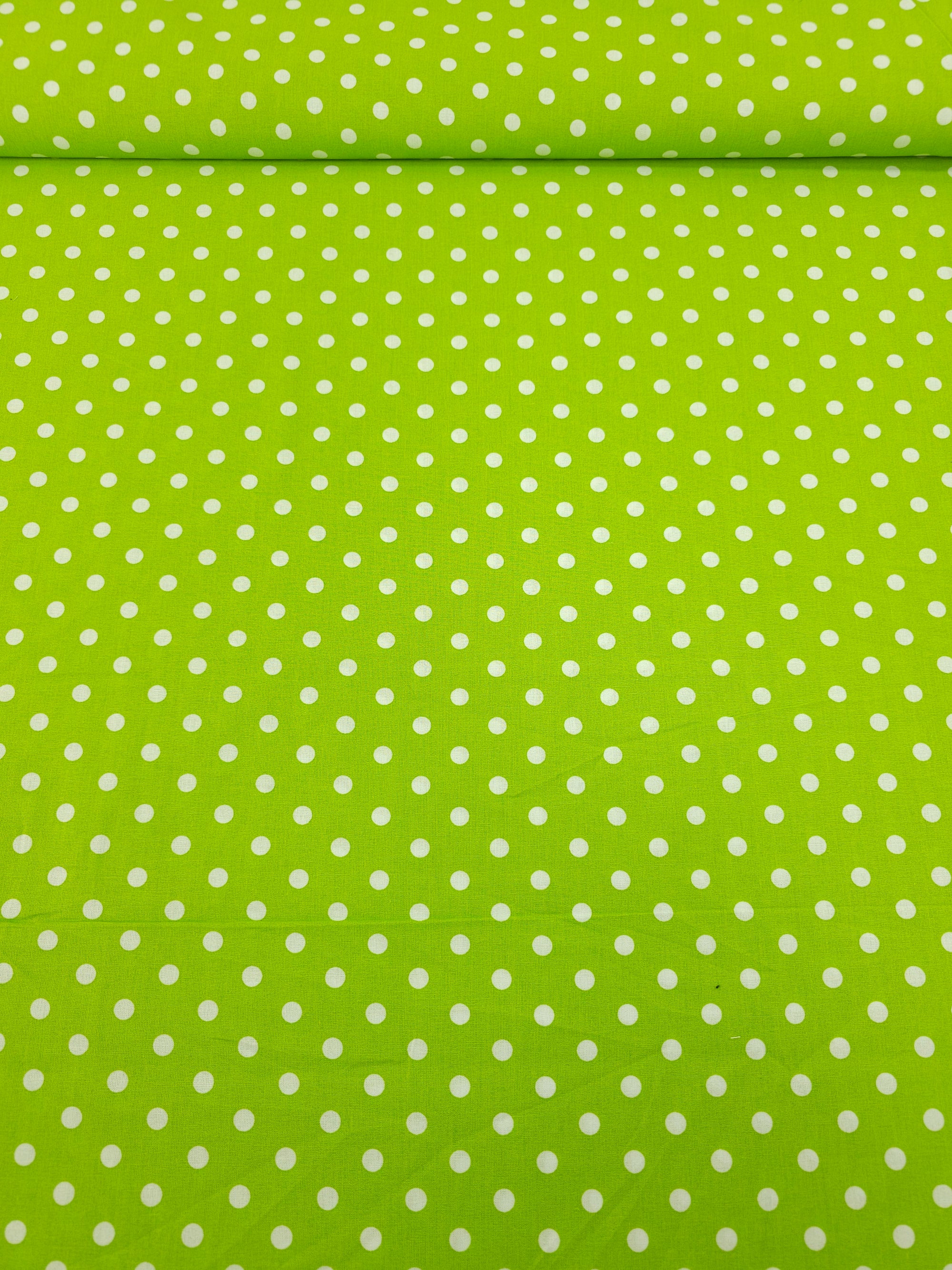 Lime Small Polka Spot Lightweight Cotton 57"