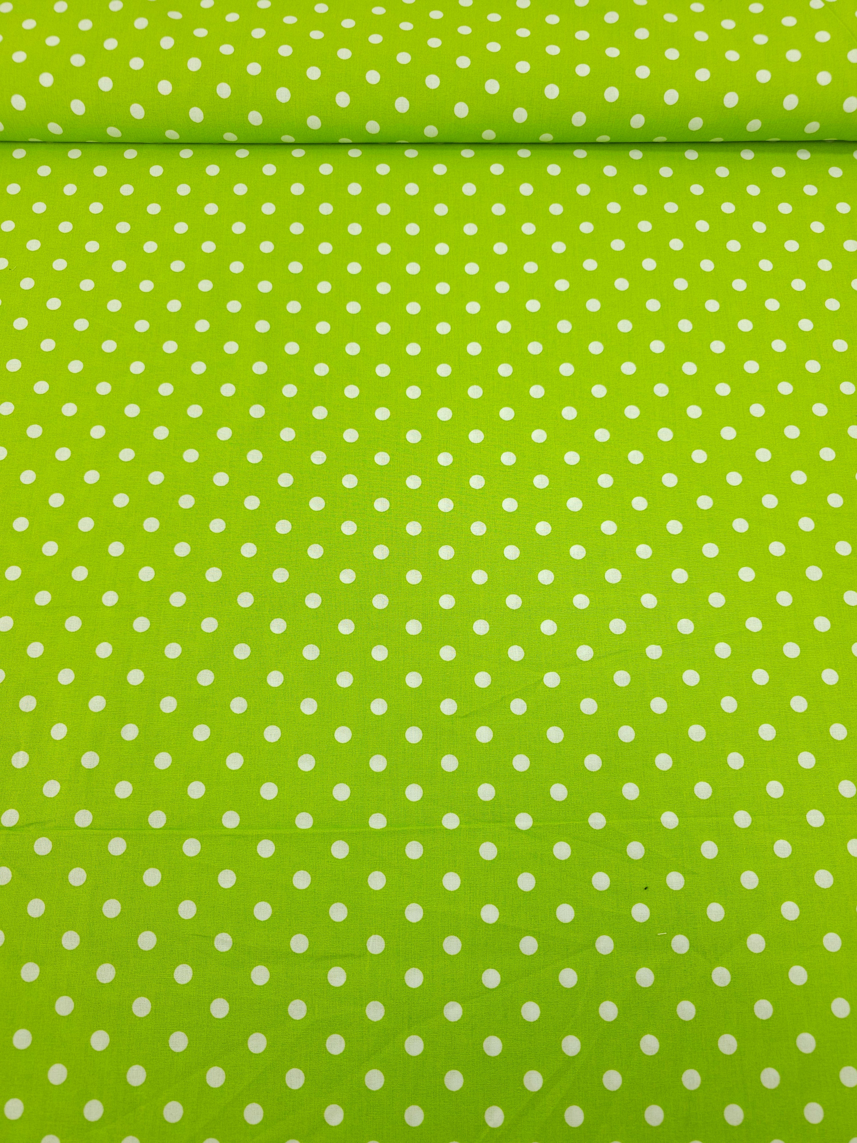 Lime Small Polka Spot Lightweight Cotton 57"