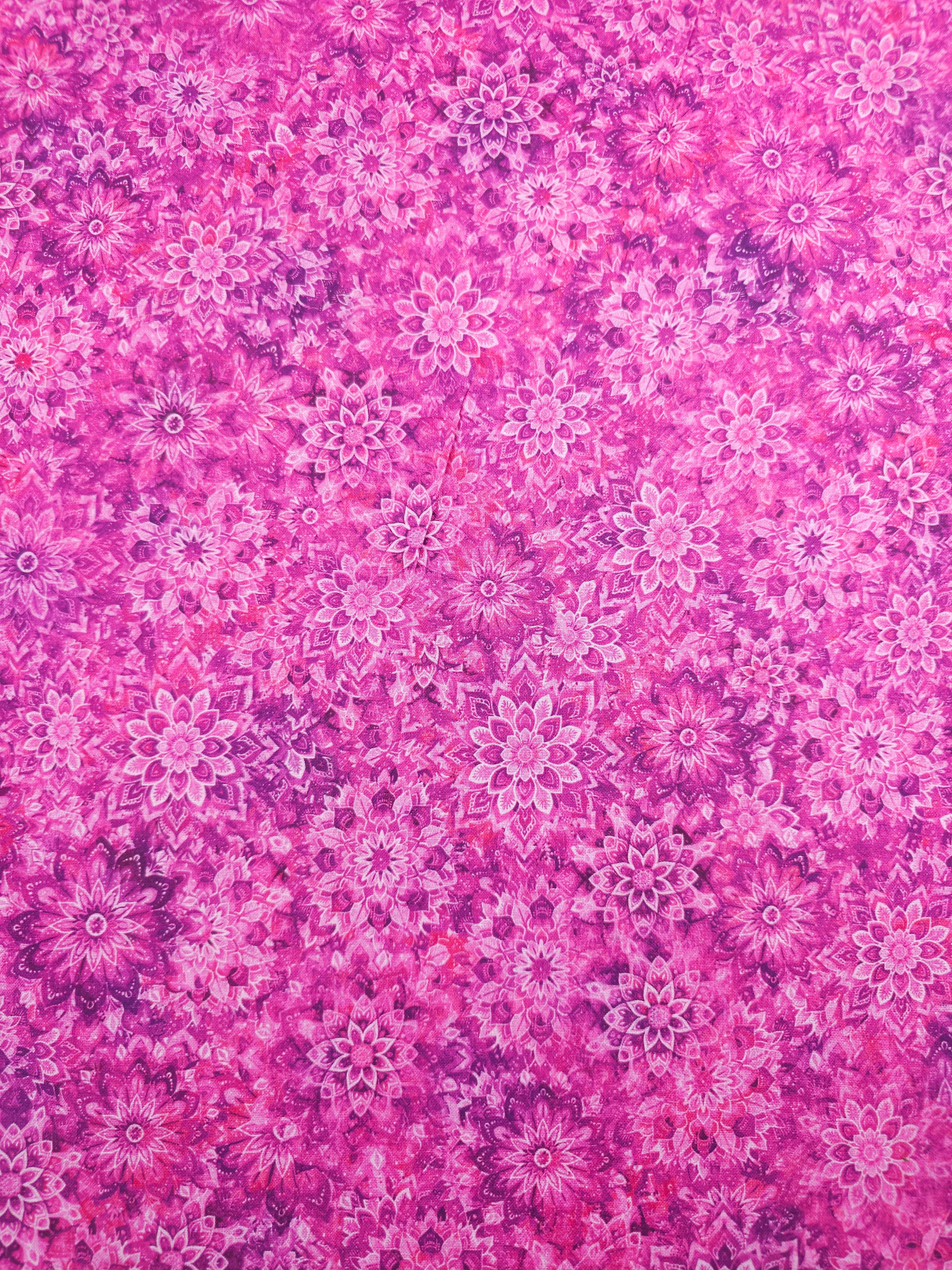 Pink/Purple Dancing Dahlias Kaleidoscope 100% Cotton 106" *EXTRA WIDE*