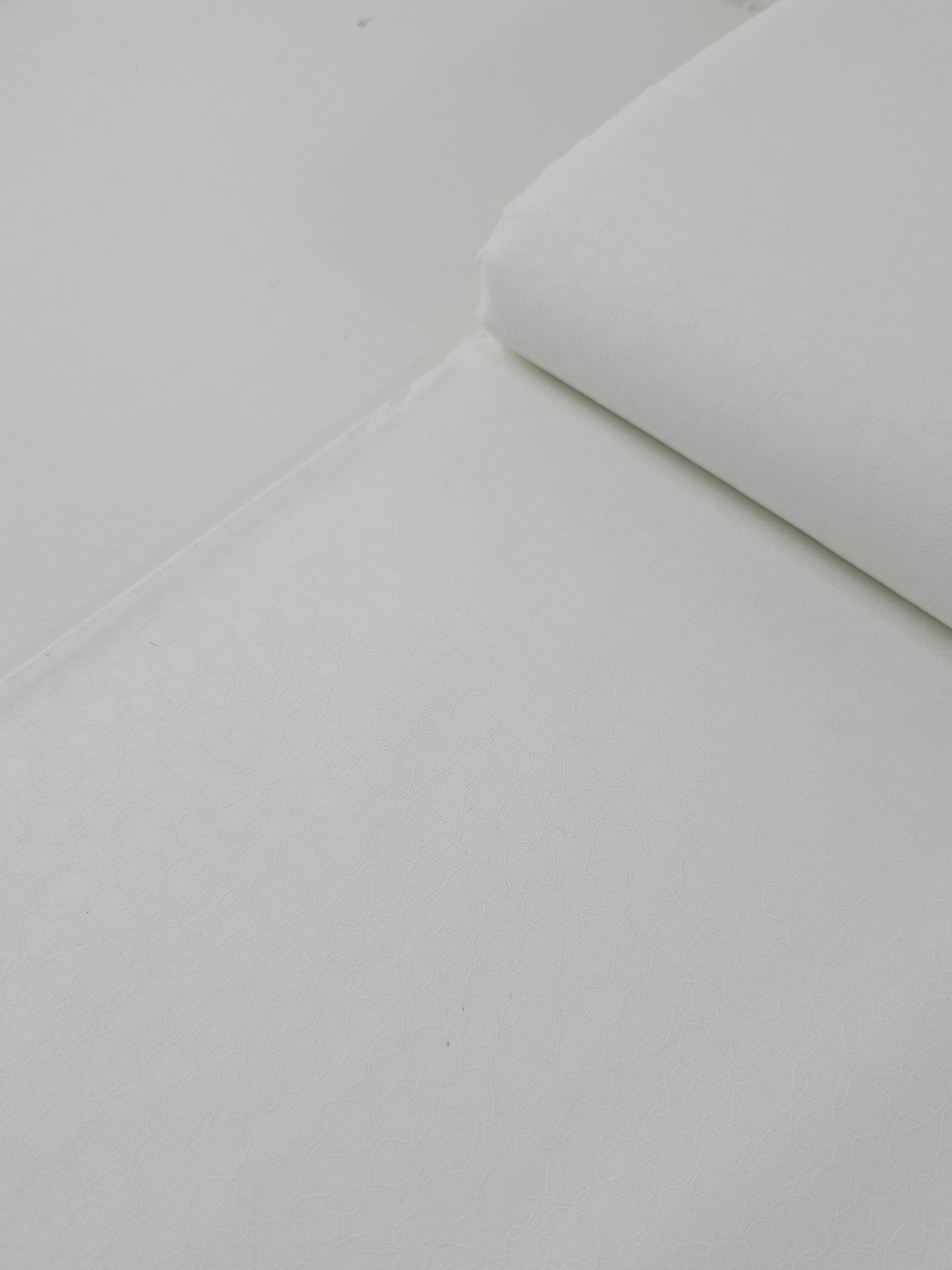 Doodle Square Link White On White Tonal 100% Cotton