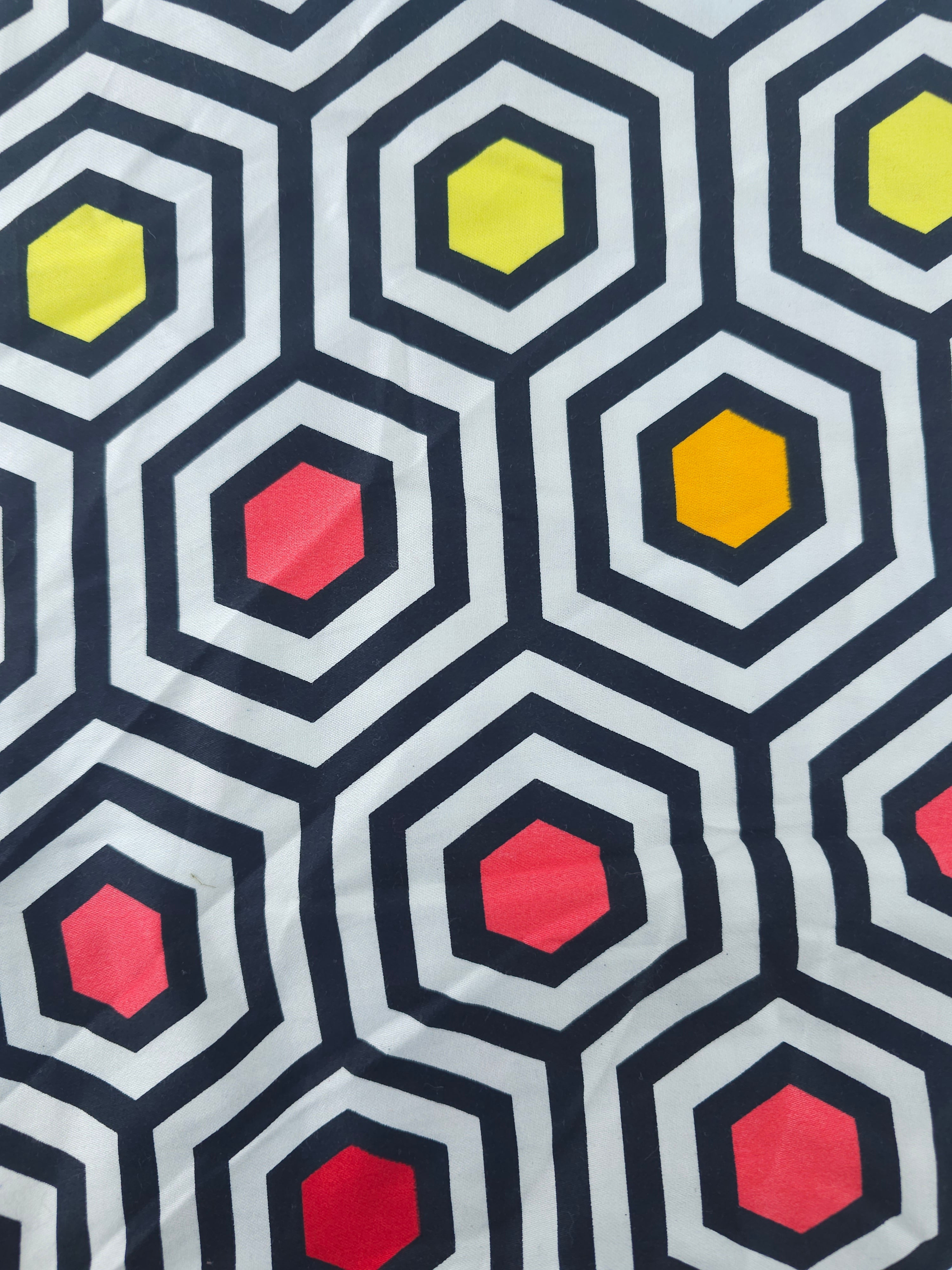 Bold rainbow hexagon Cotton sateen- 1.1m piece