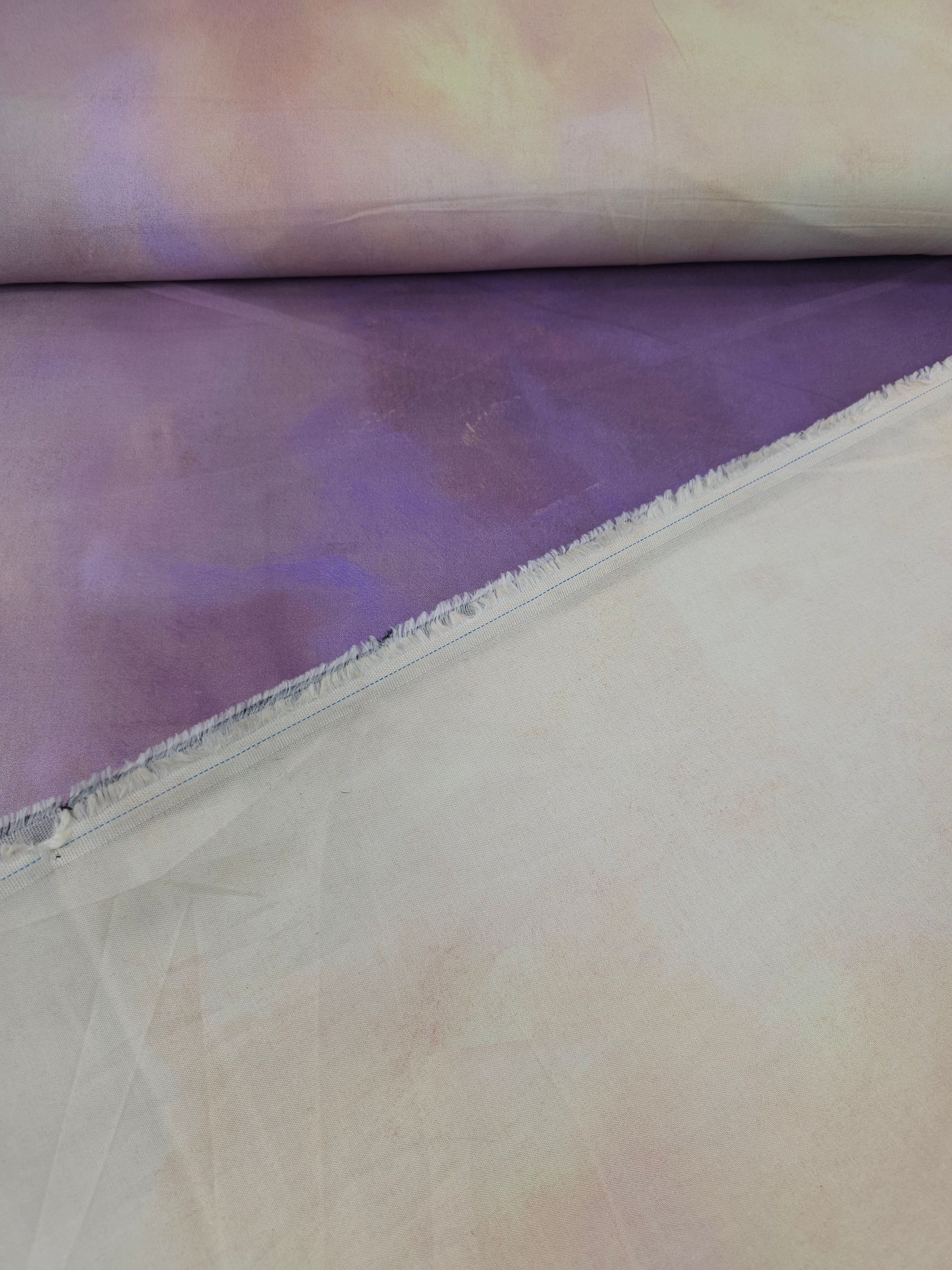 Cream/Purple Tie Dye 100% Cotton 106" - Robert Kaufman *EXTRA WIDE*