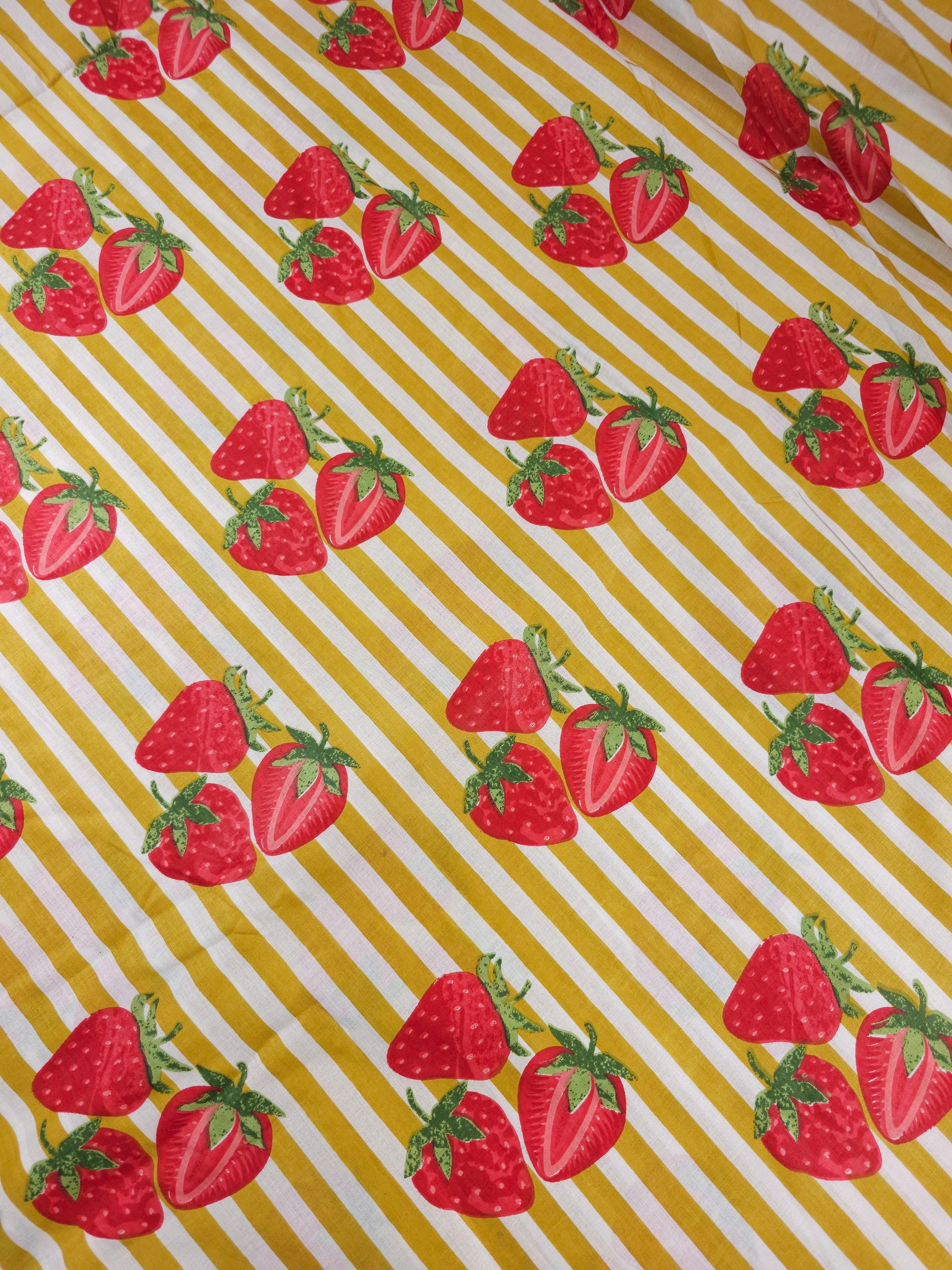 Marigold Strawberry Stripe Lightweight Cambric Cotton
