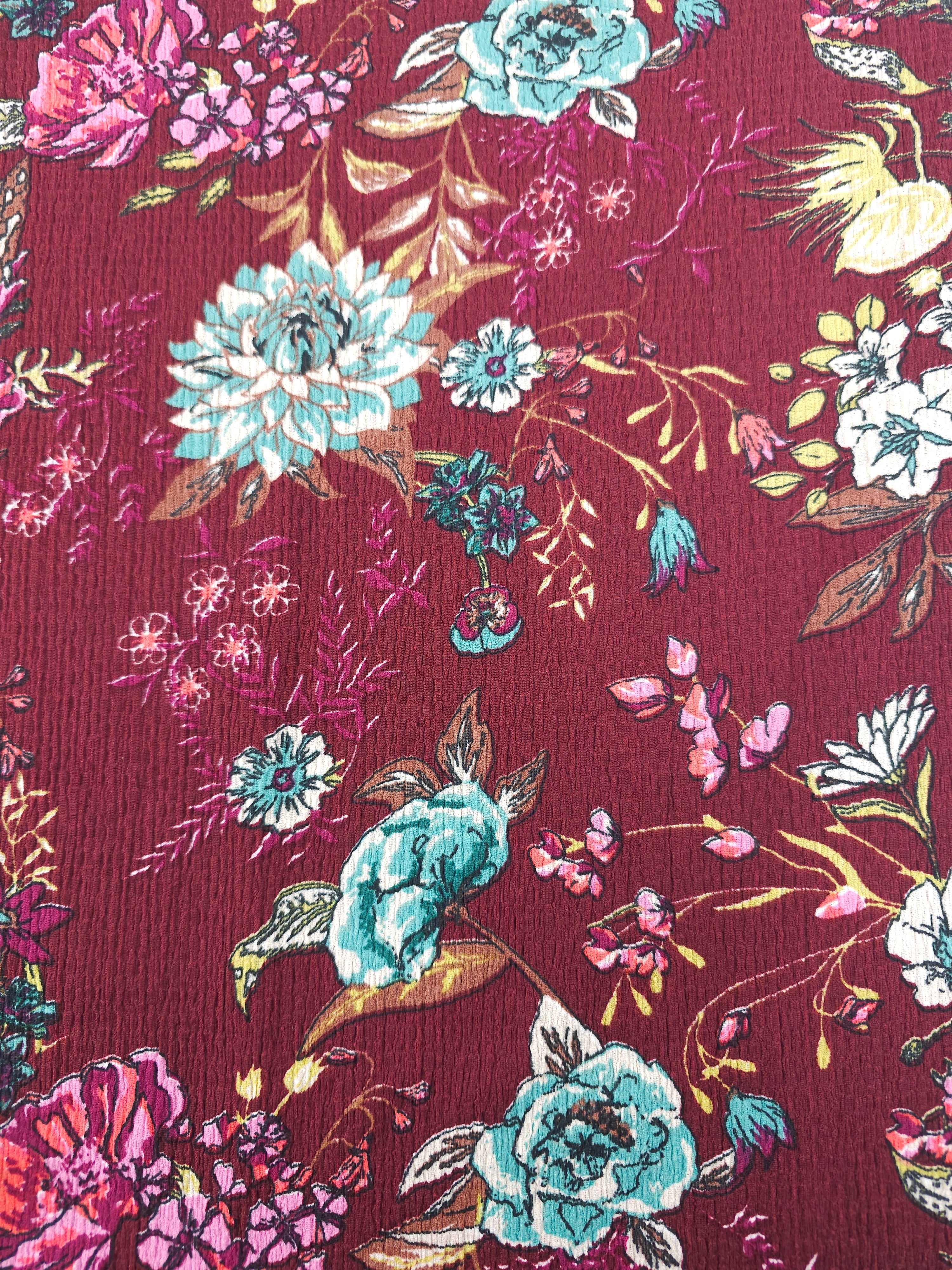 Buragandy floral Viscose crepe- 1.6m piece