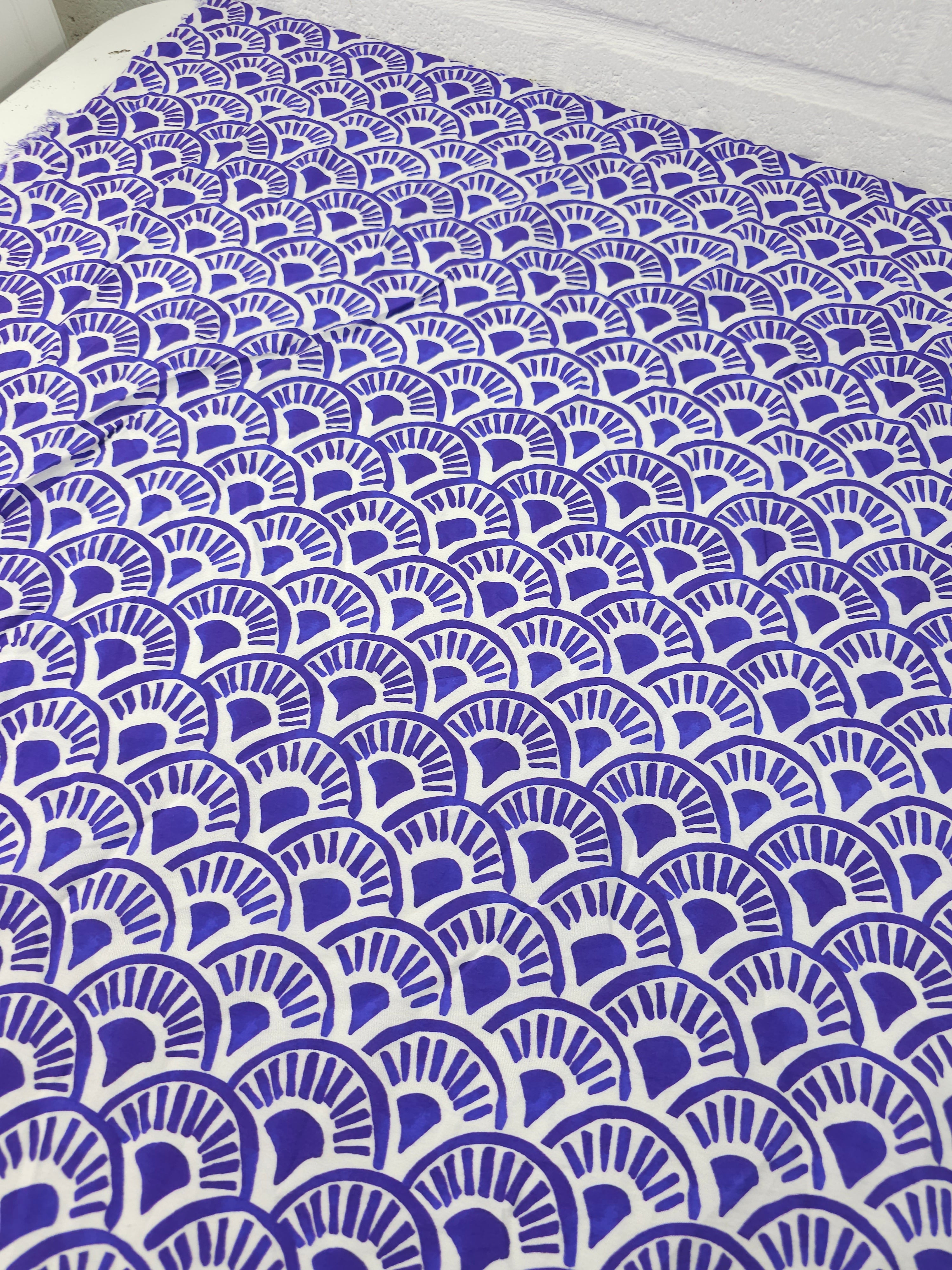 Purple Geometric Scallop Fan Modal Viscose