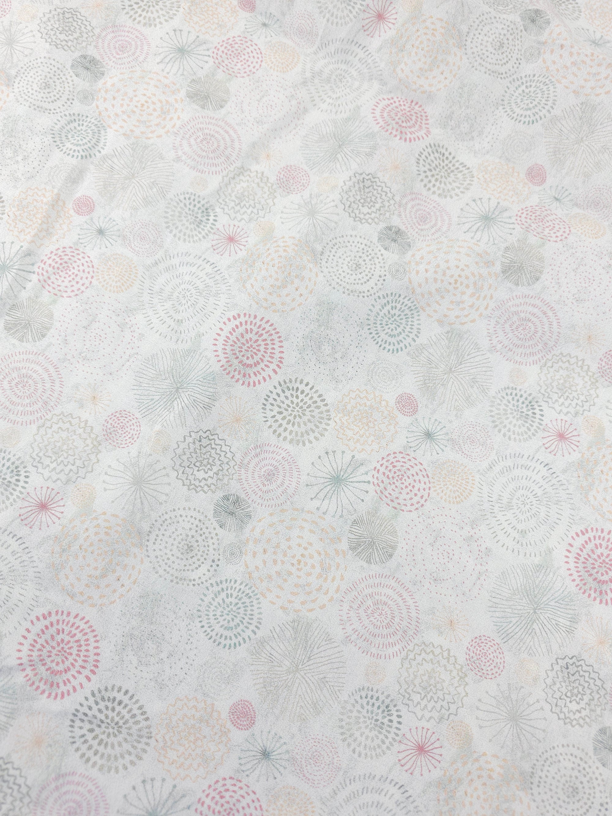 Light grey pink circles Cotton- 1.5m piece