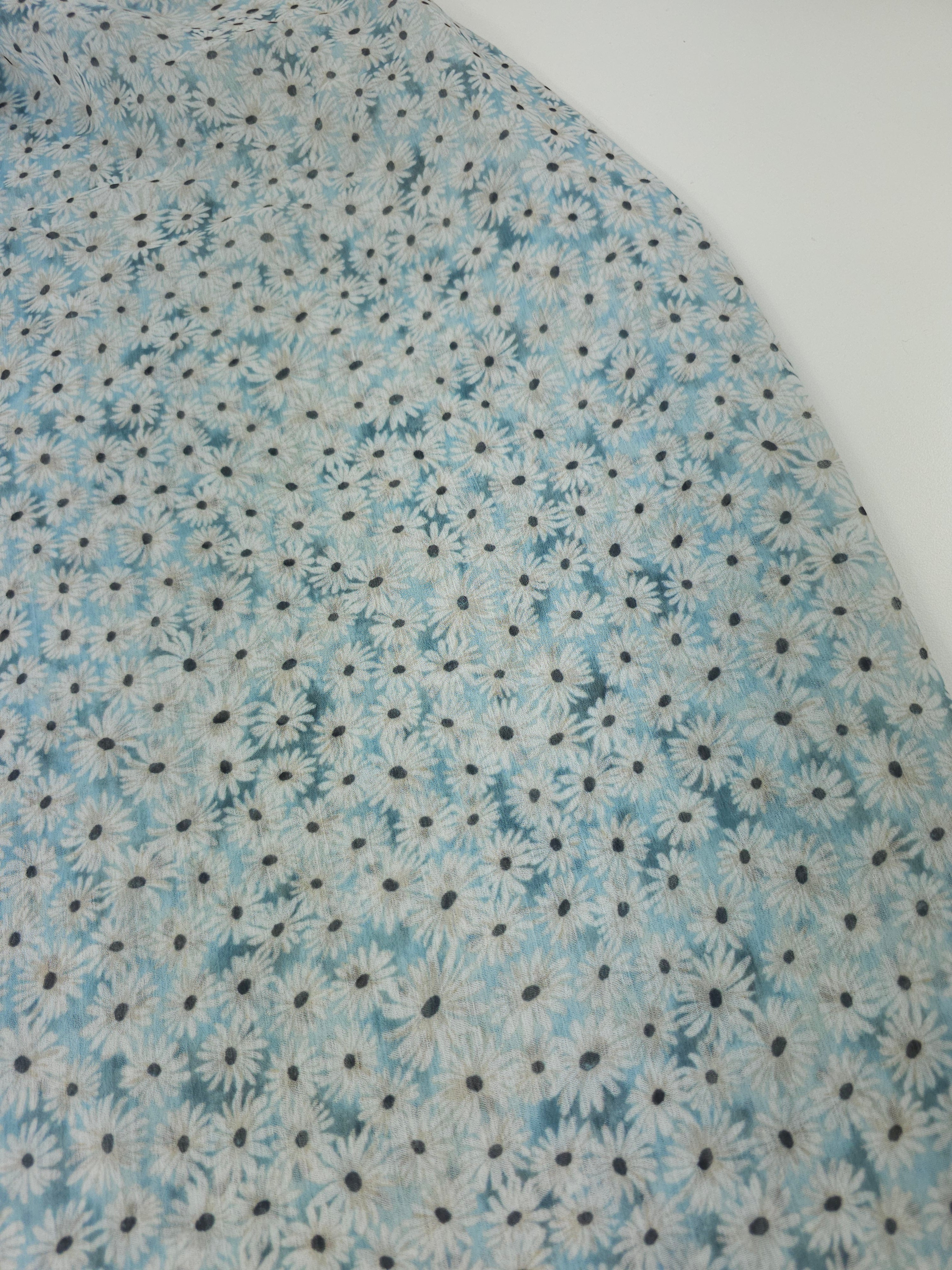 Blue Daisy Crinkle Chiffon (Various Sizes)