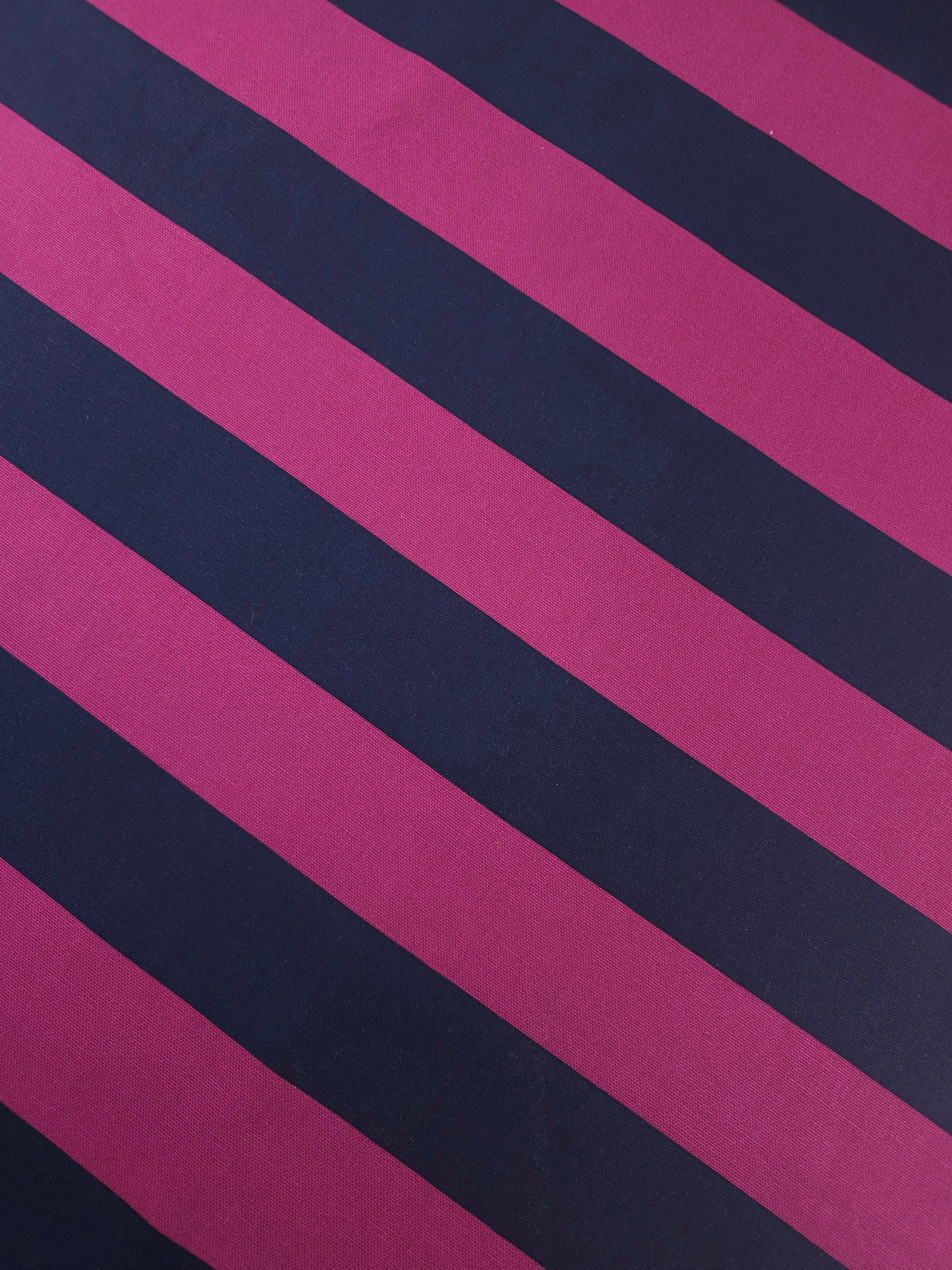 Magenta/Navy Block Stripe Lightweight Canvas Cotton