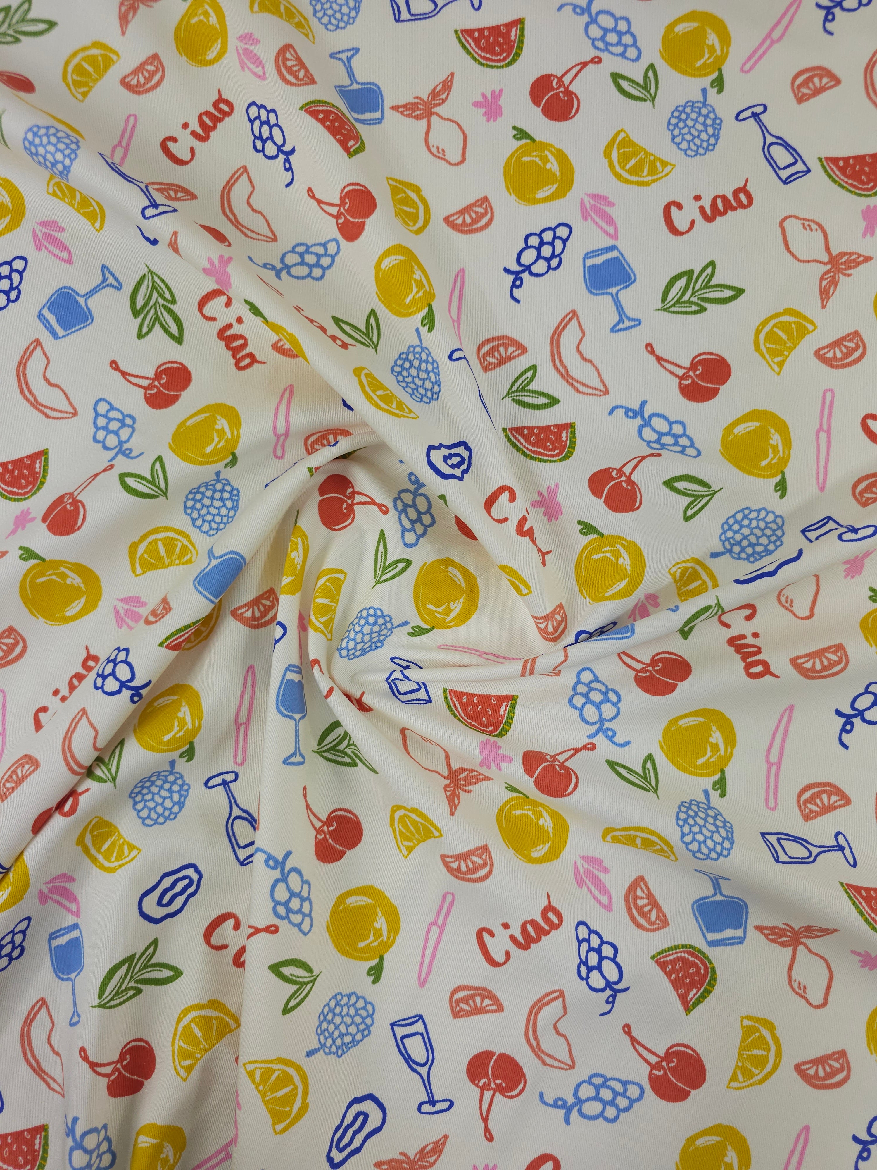Summer Fruit Ciao Lightweight Cotton Sateen Twill