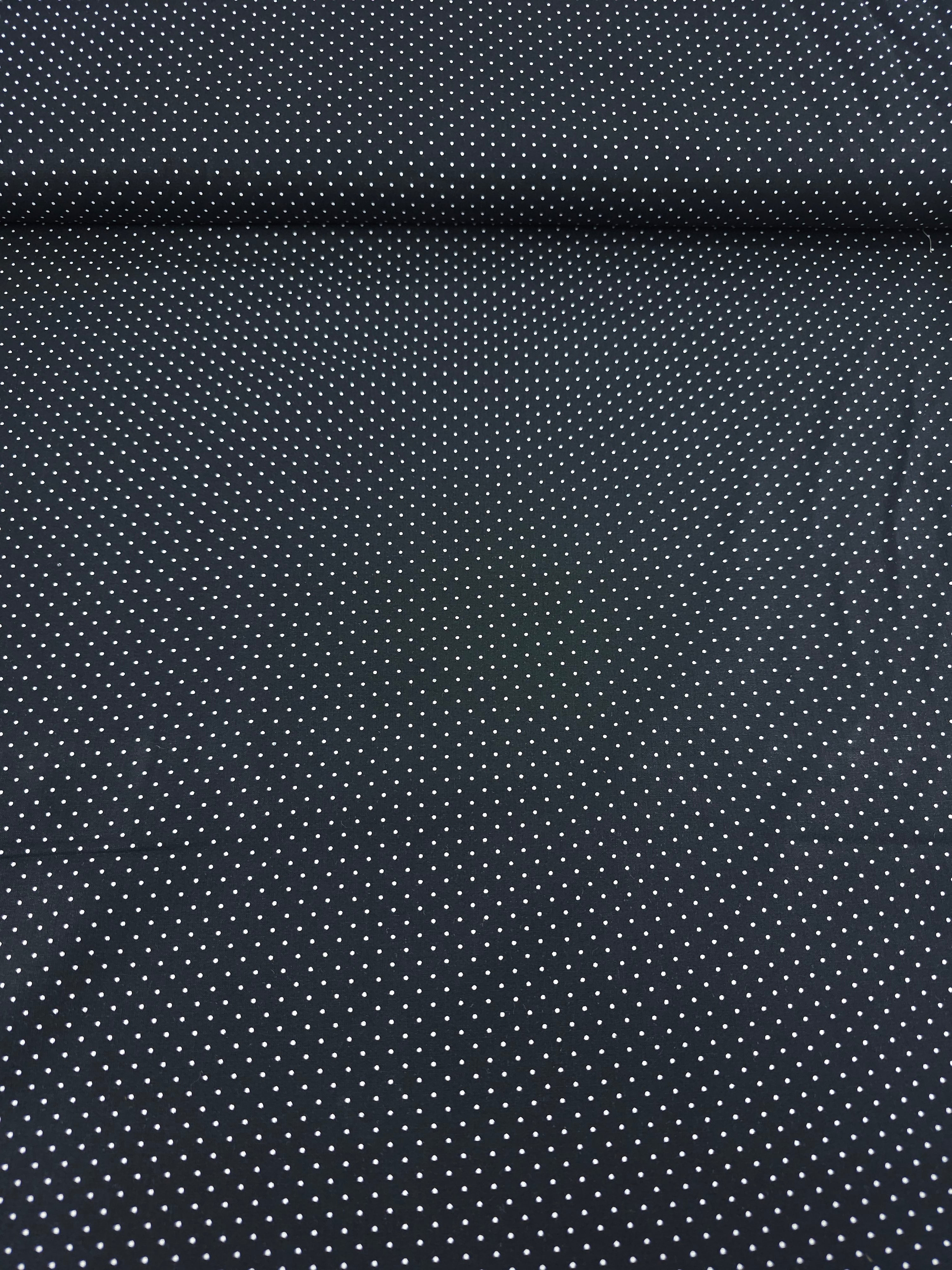 Black Micro Polka Lightweight Cotton 60"