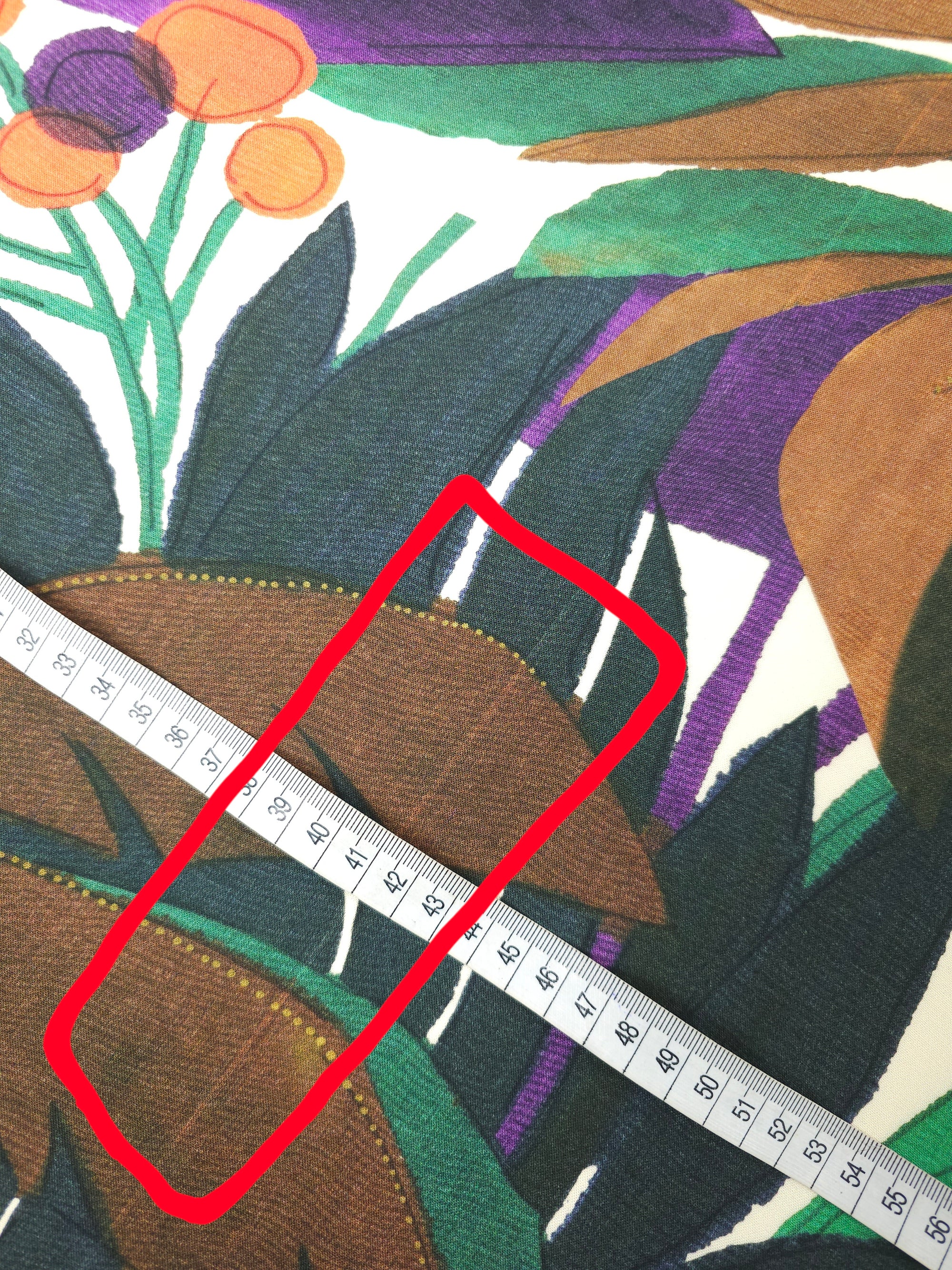 Green/Purple Large Palm Floral Viscose Challis *DEFECT*
