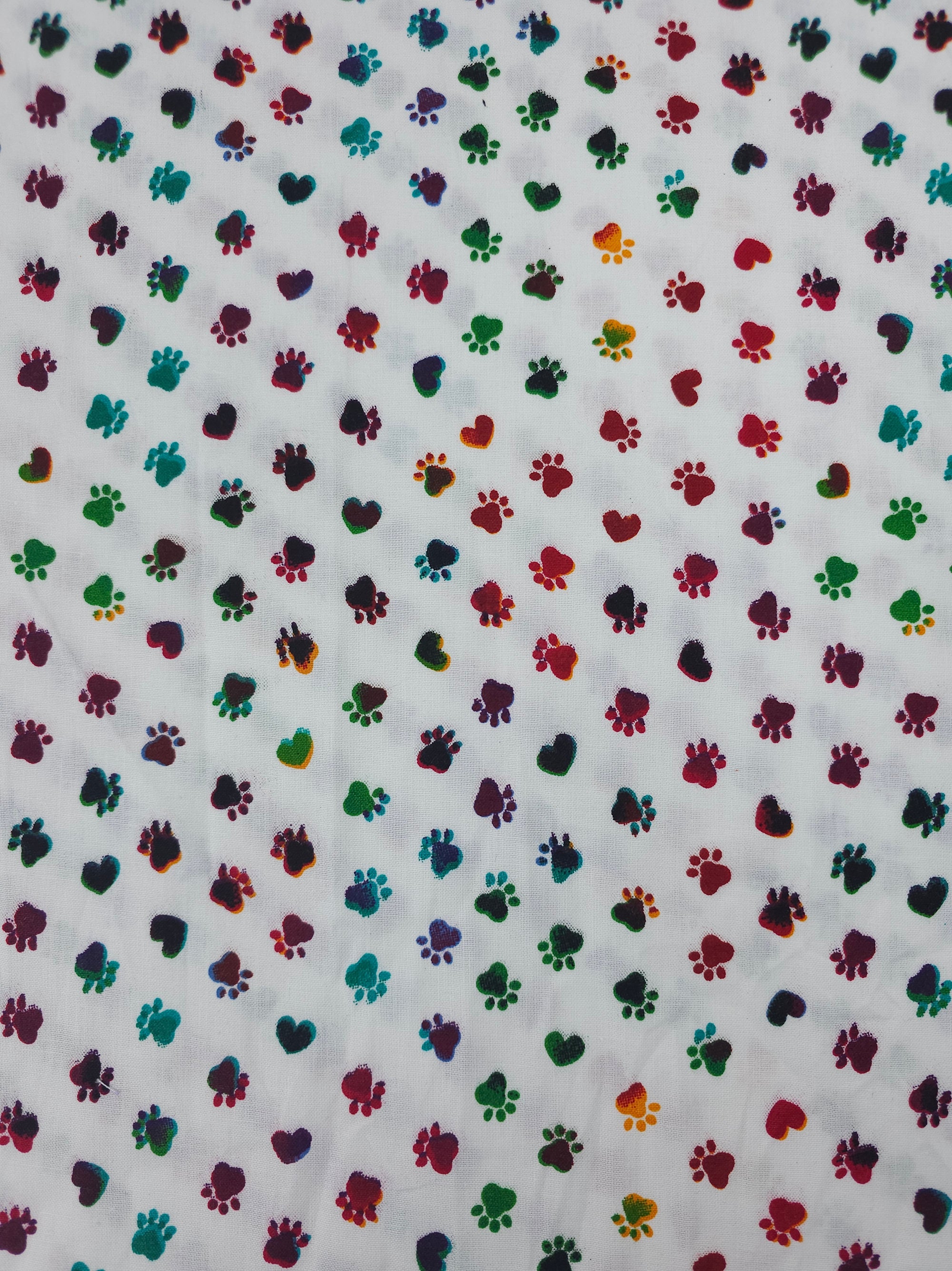 Multicolour Heart Paw 100% Cotton