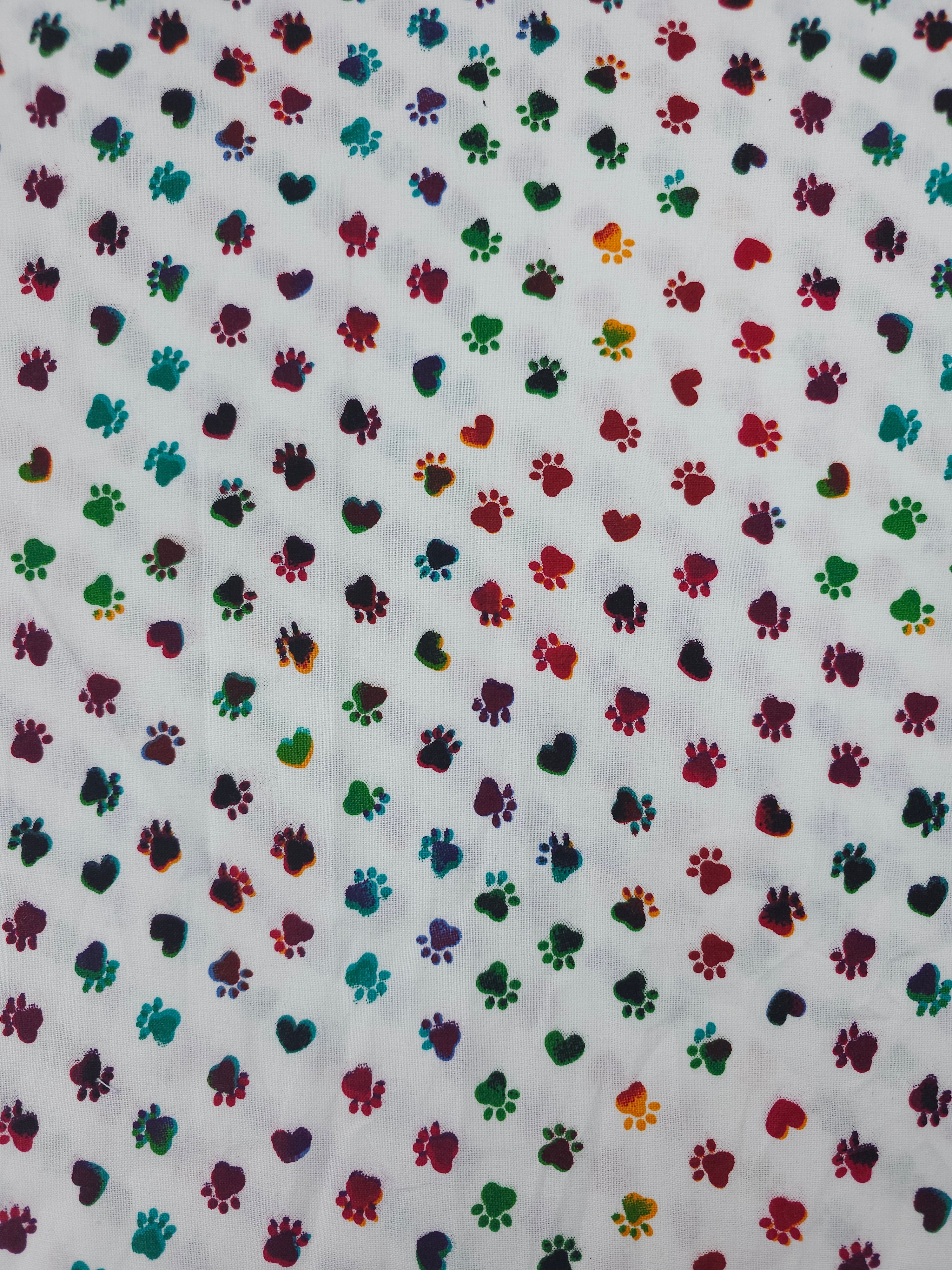 Multicolour Heart Paw 100% Cotton