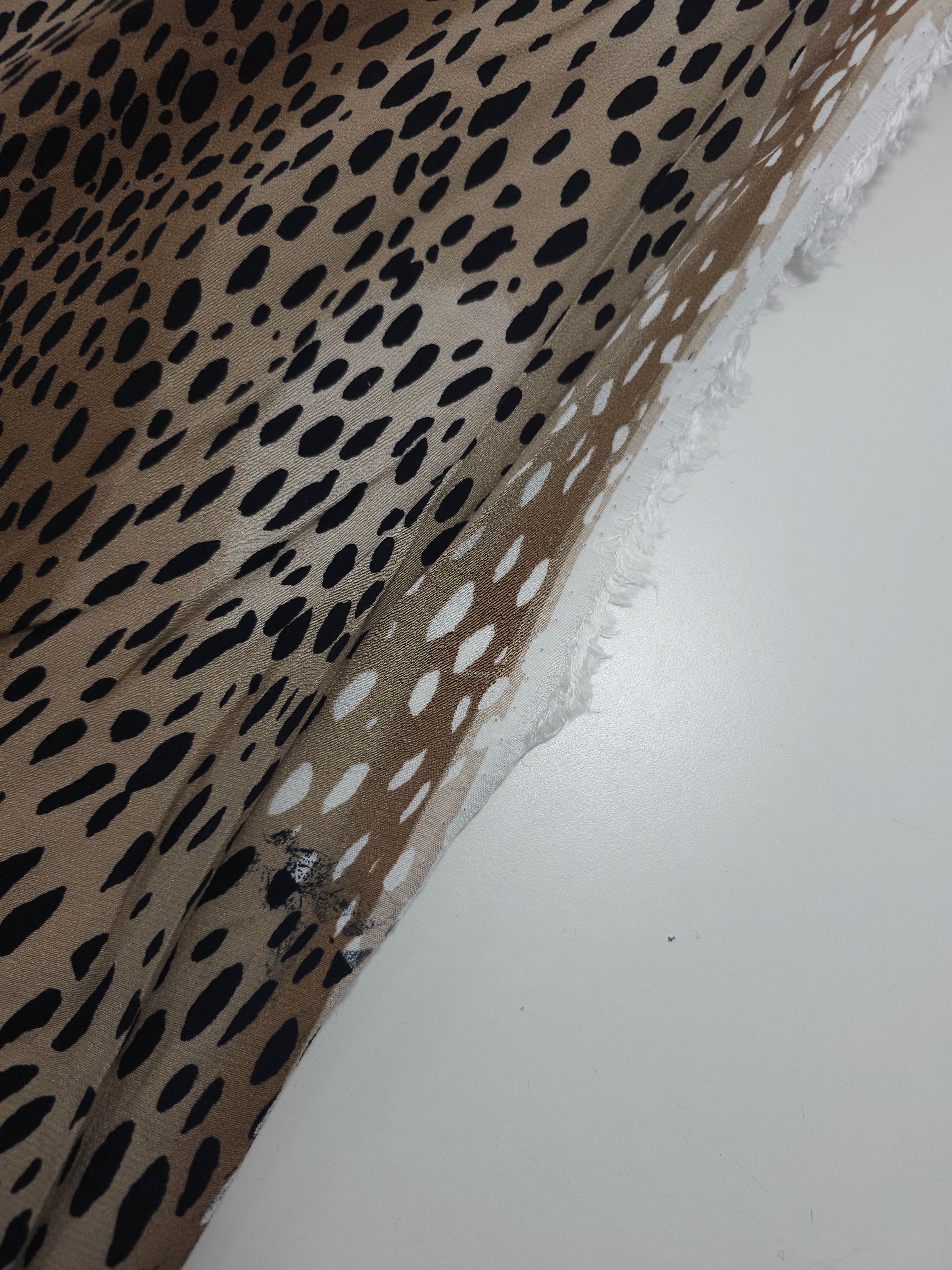 Brown/Beige Irregular Leopard Viscose Crepe