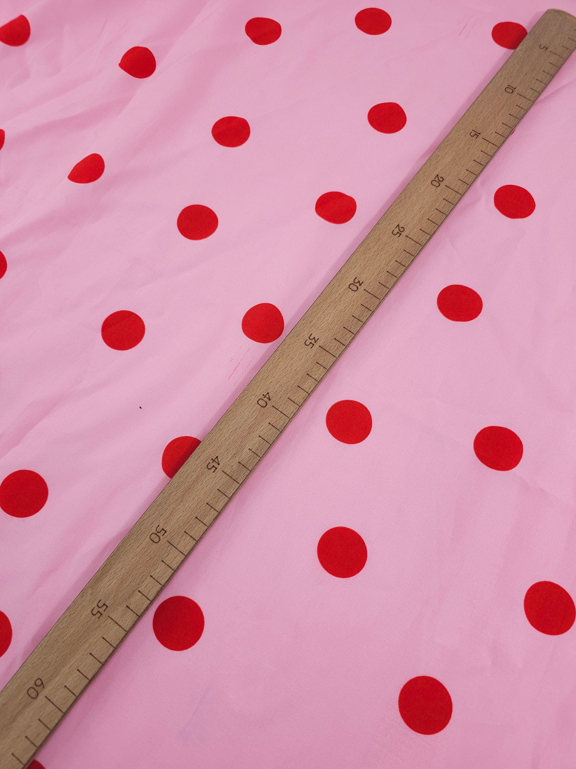 Pink/Red Big Polka Spot Cotton Poplin *DEFECT*