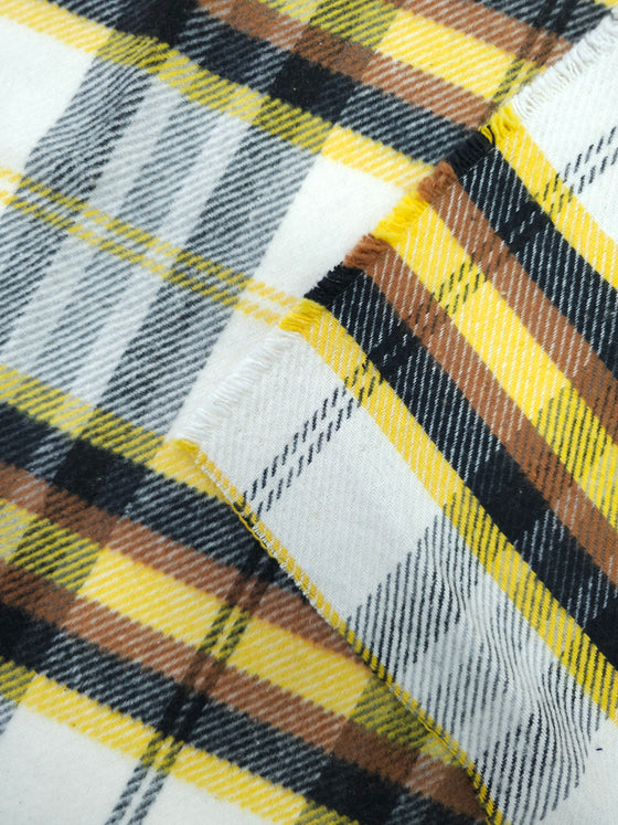 Yellow/Brown Tartan Soft Brushed Acrylic Wool
