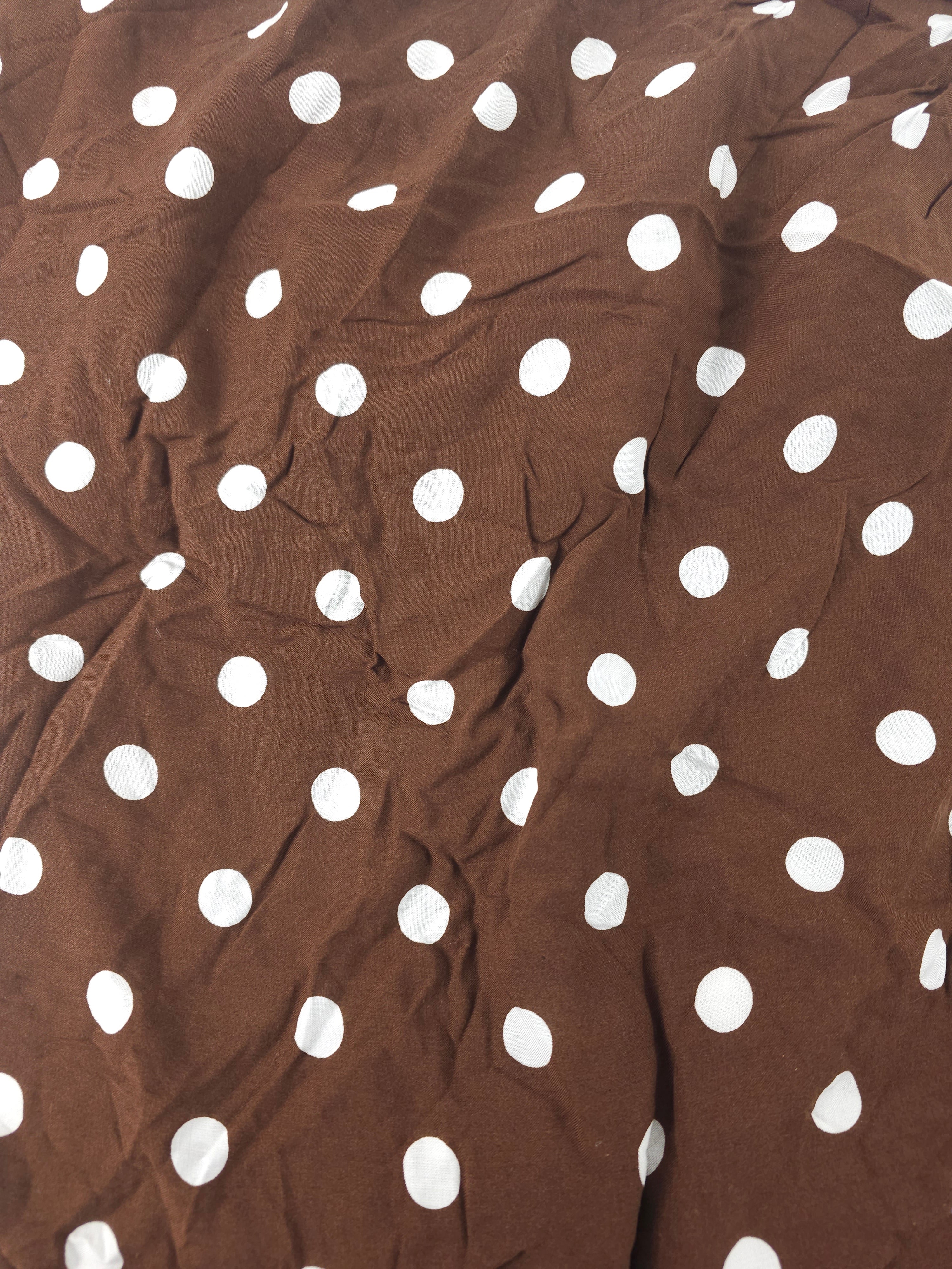 Choco Brown Polka Viscose- 6m Piece