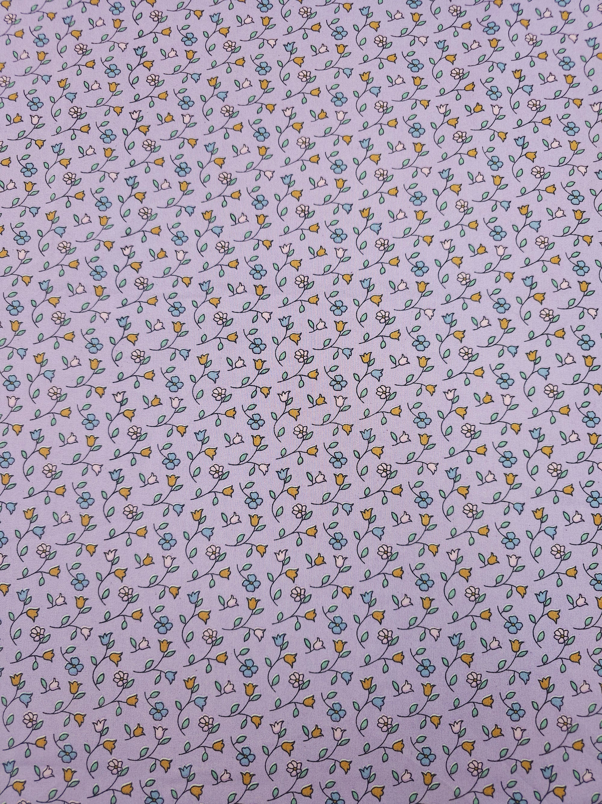 Lilac Tossed Tulip Stems Lightweight Cotton 57"
