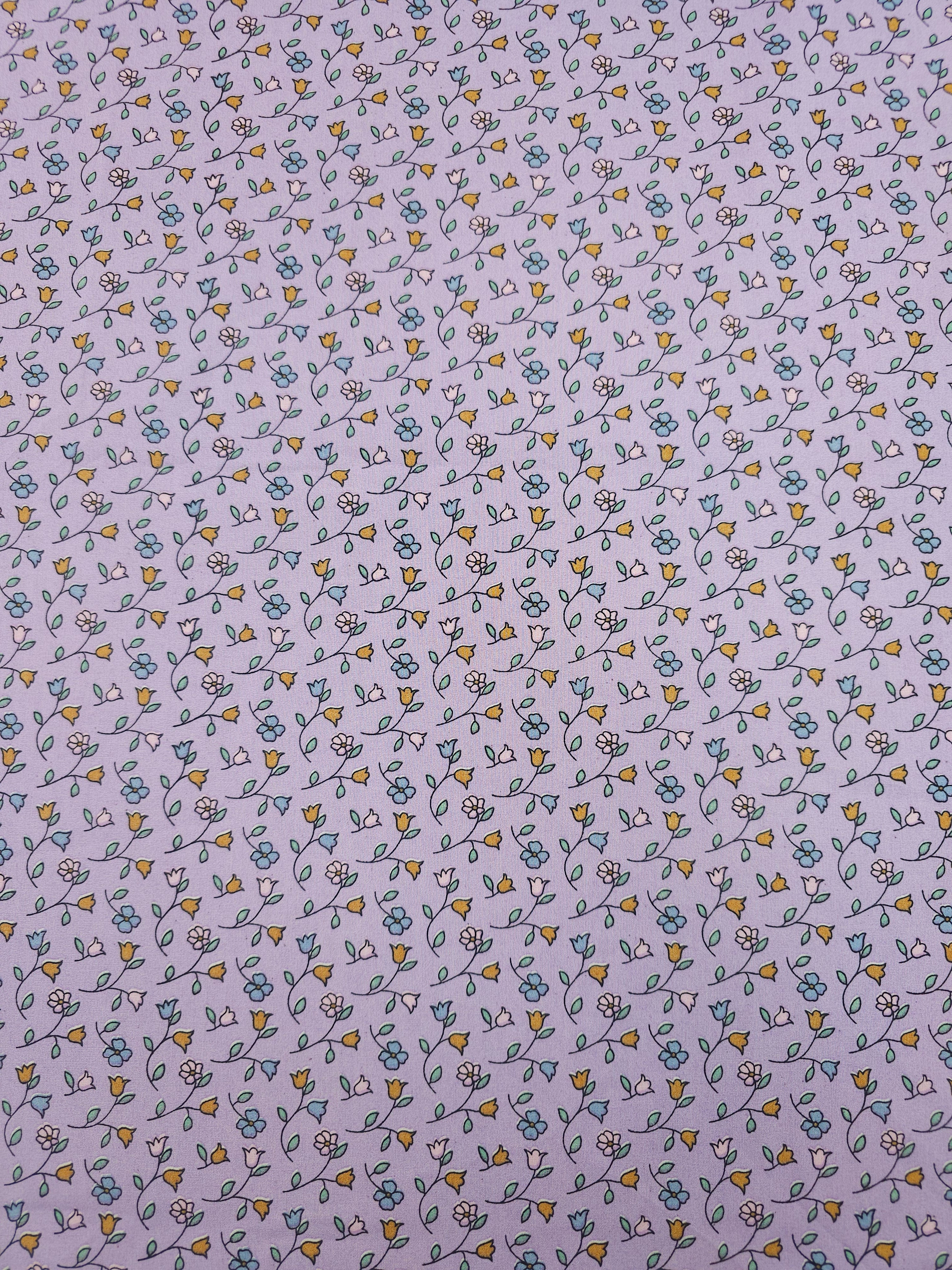 Lilac Tossed Tulip Stems Lightweight Cotton 57"