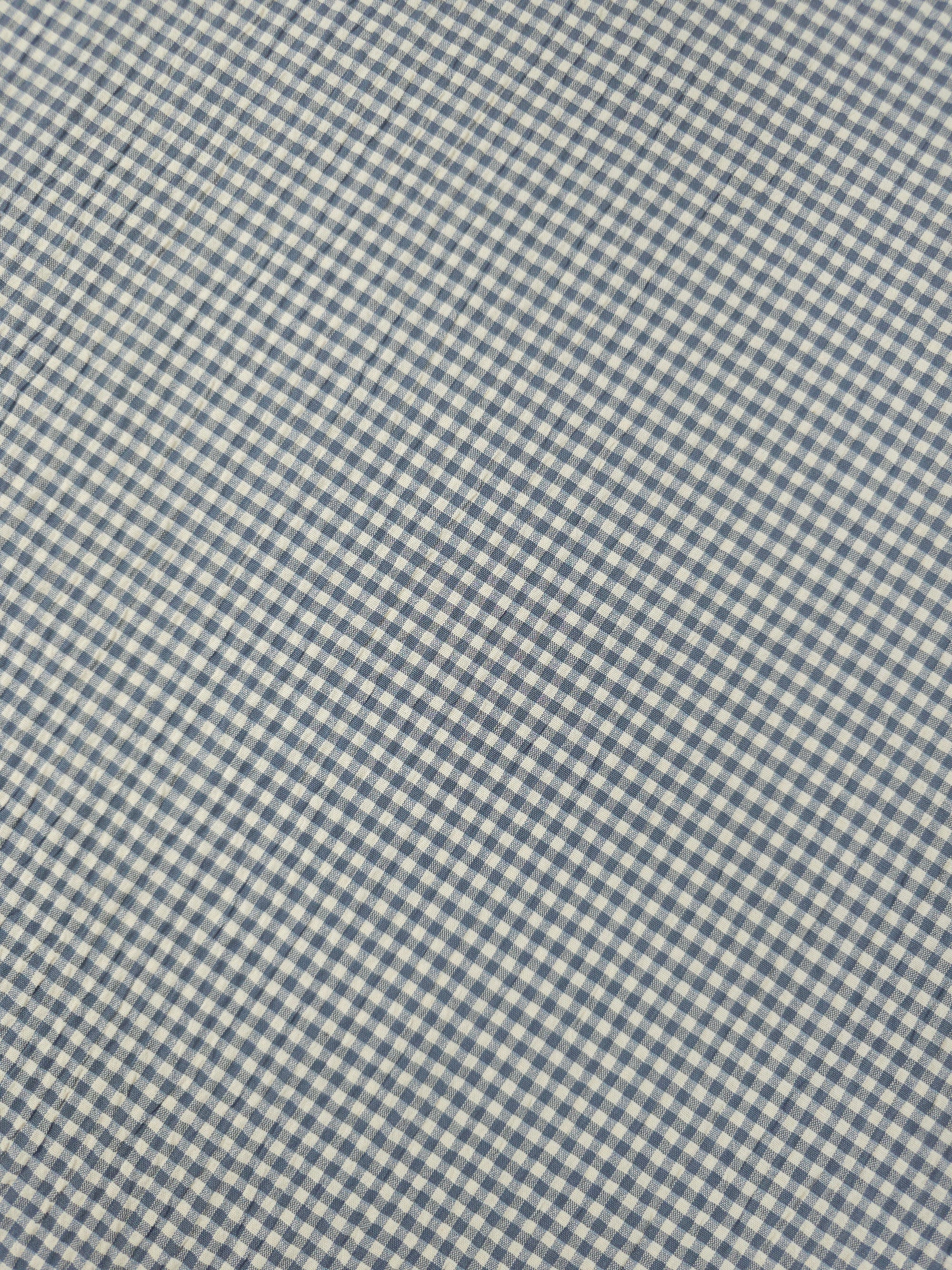 Grey/Cream Mini Gingham Crinkle Poly Cotton