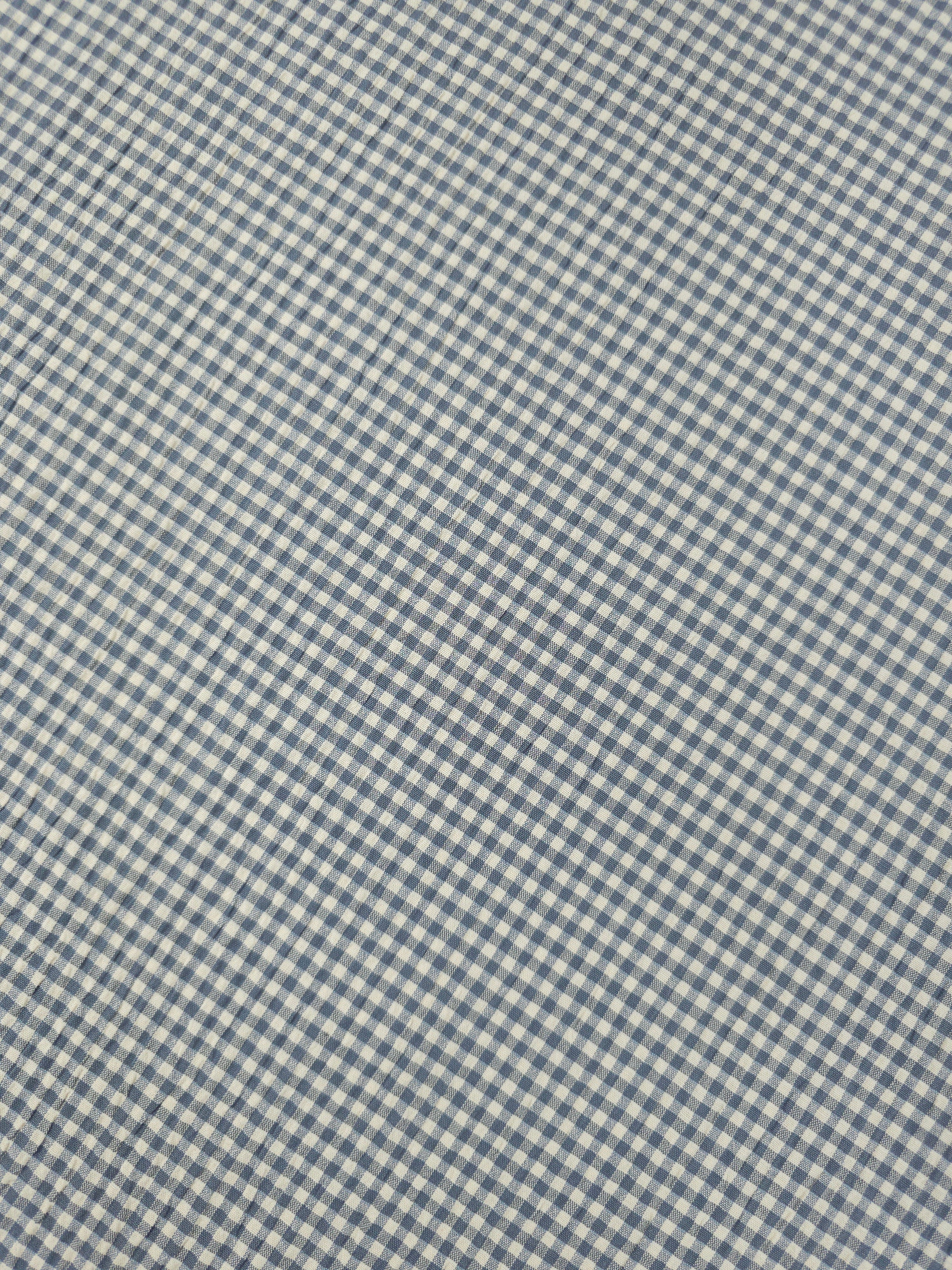 Grey/Cream Mini Gingham Crinkle Poly Cotton