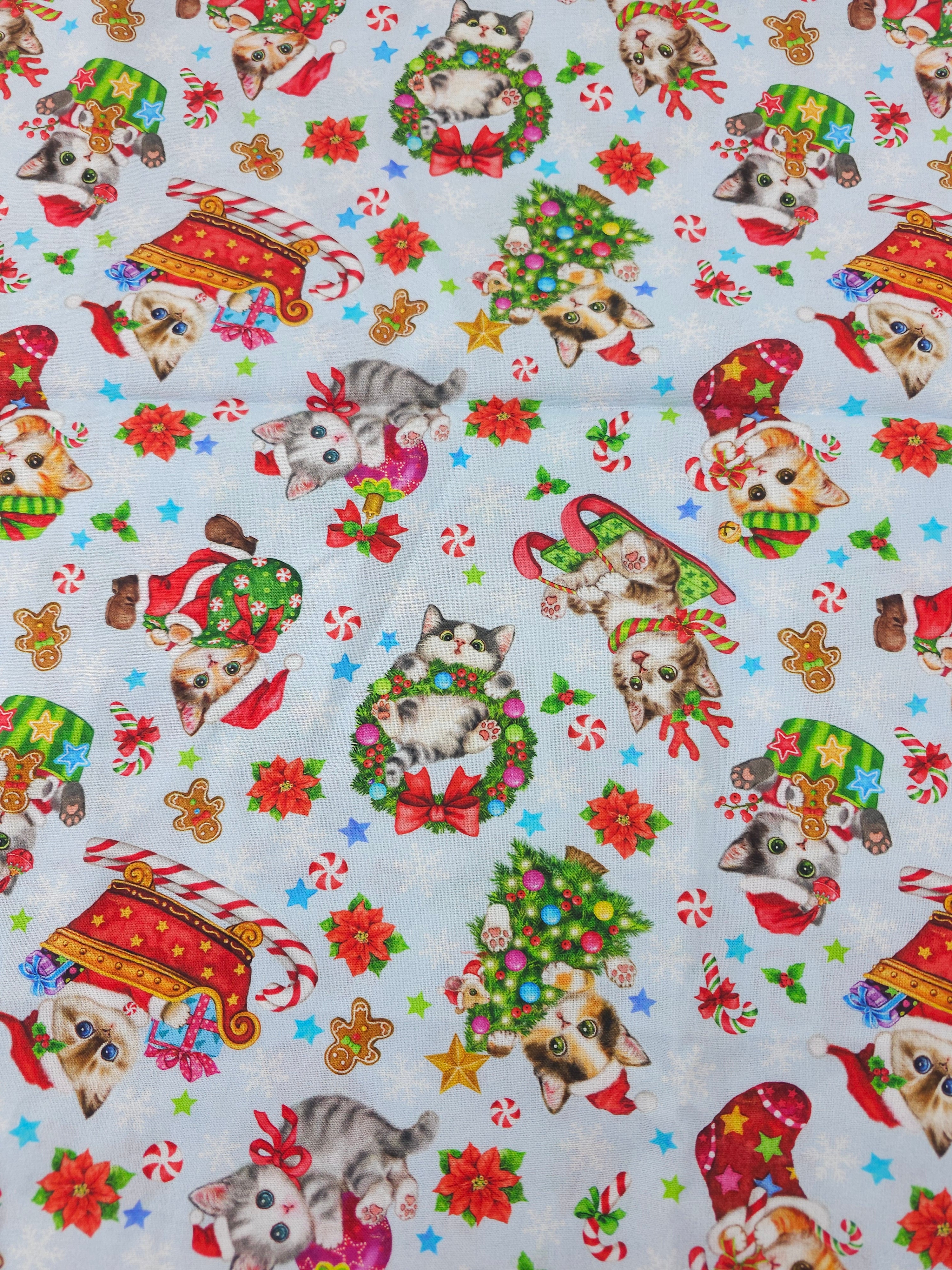 Christmas cats Cotton- 1.1m piece