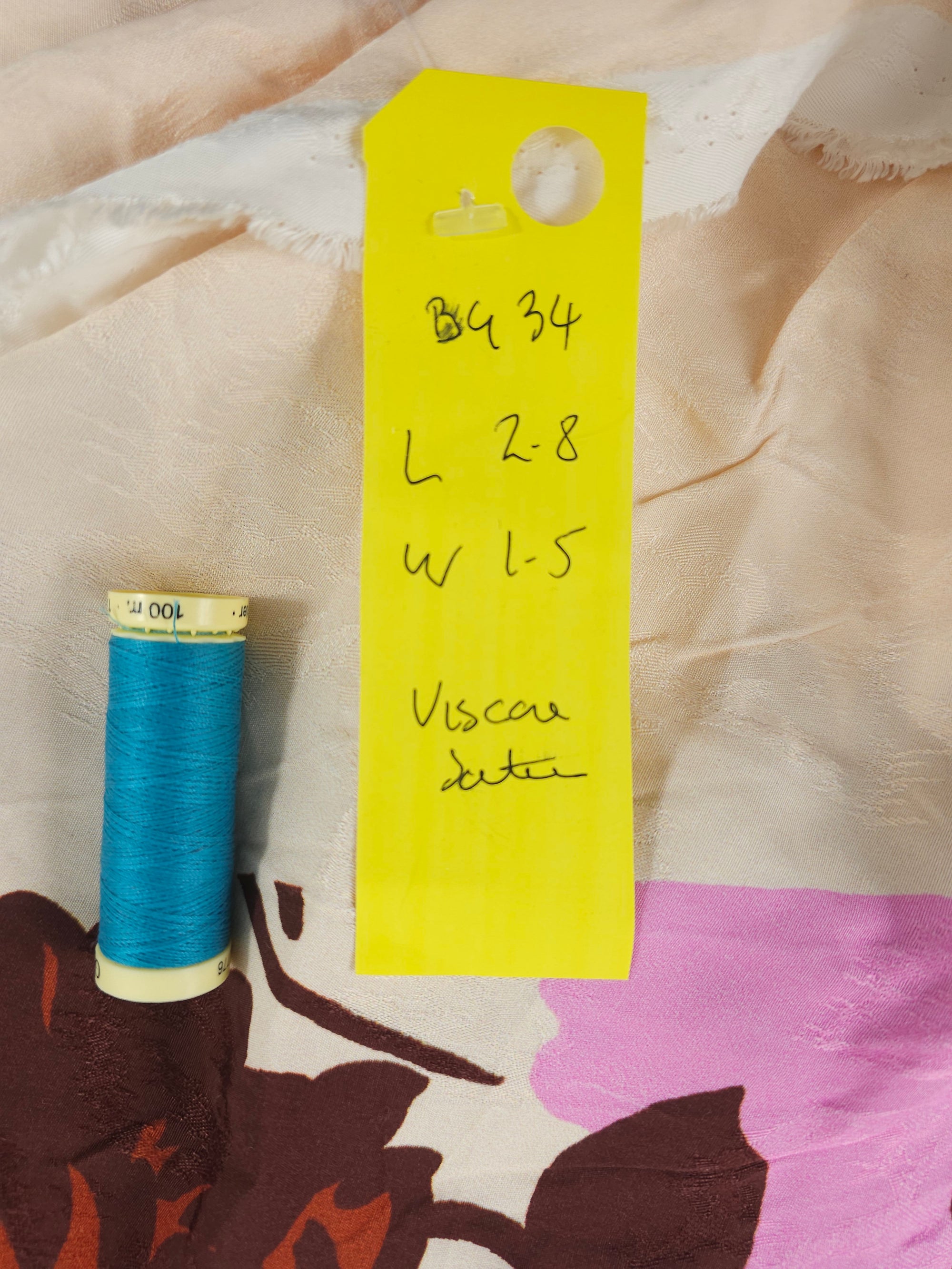 Brown pink floral Viscose satin- 2.8m piece