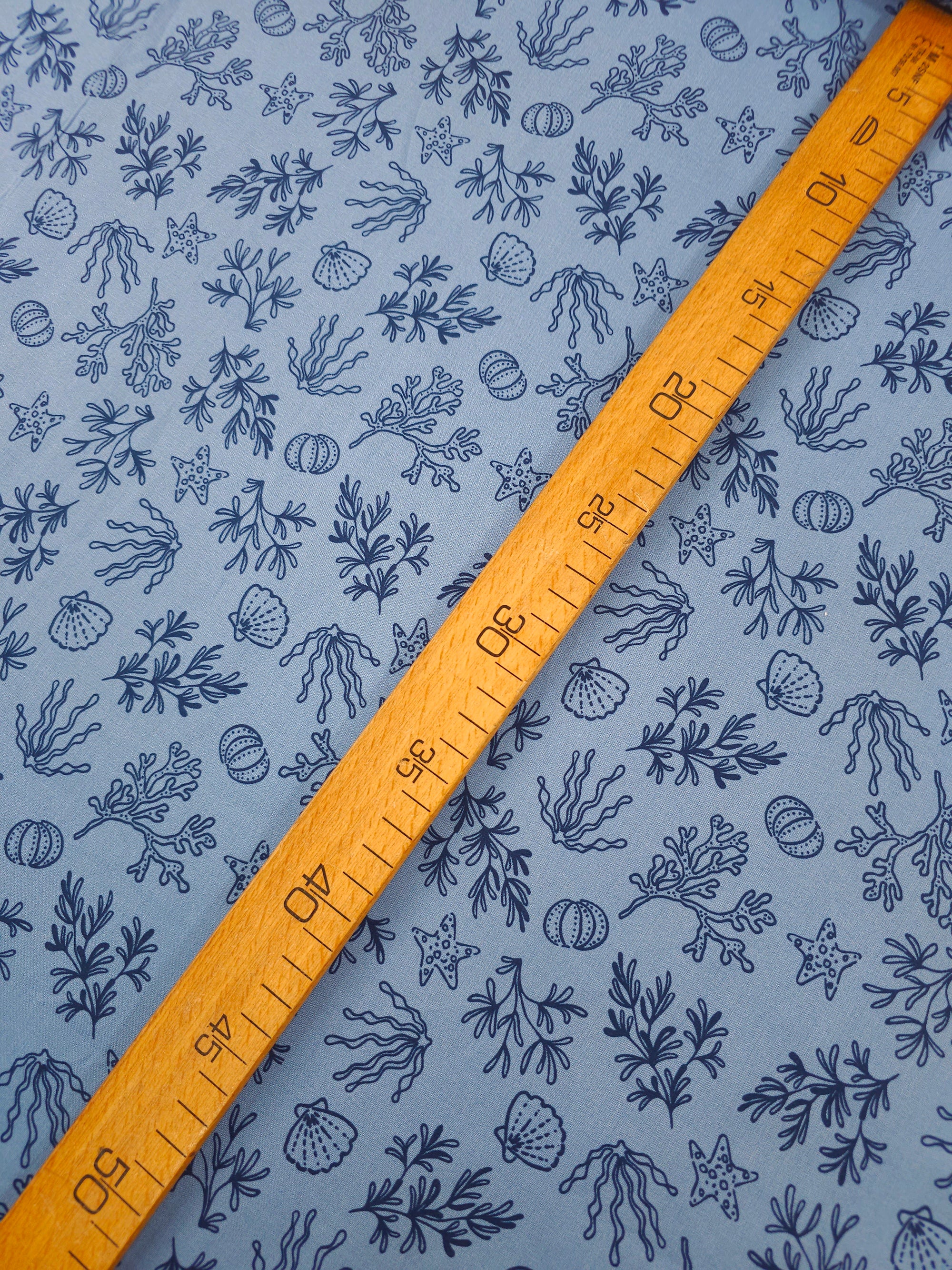 Powder Blue/Navy Coral Shell Lightweight Cotton 60"