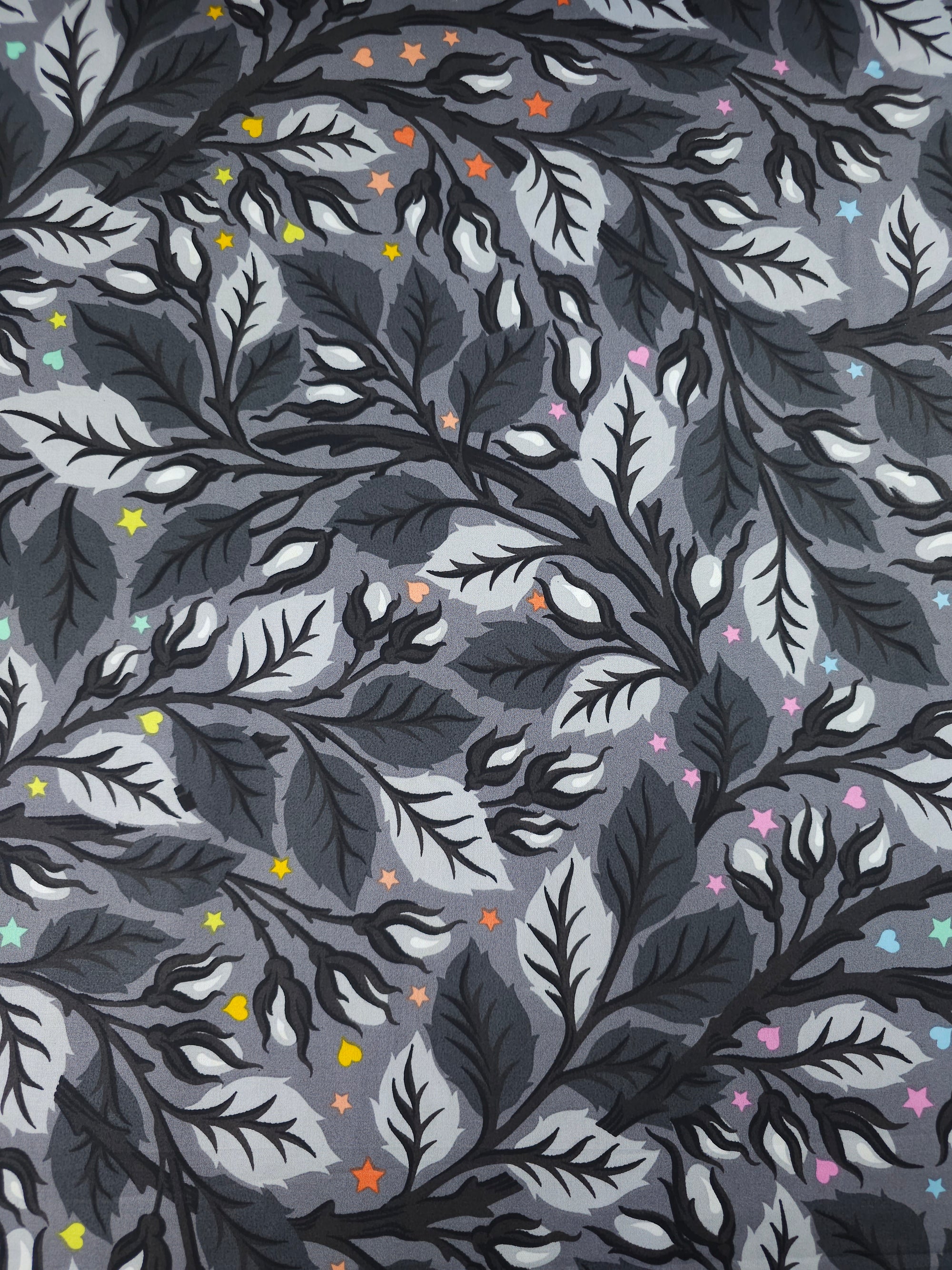 *PRE ORDER* Carbon Grey Nip In The Bud Graywork Cotton Sateen 106" - Tula Pink *EXTRA WIDE*